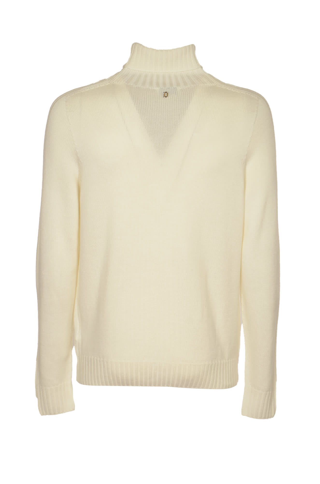 Shop Dondup Turtleneck Rib Trim Knit Pullover In Avorio