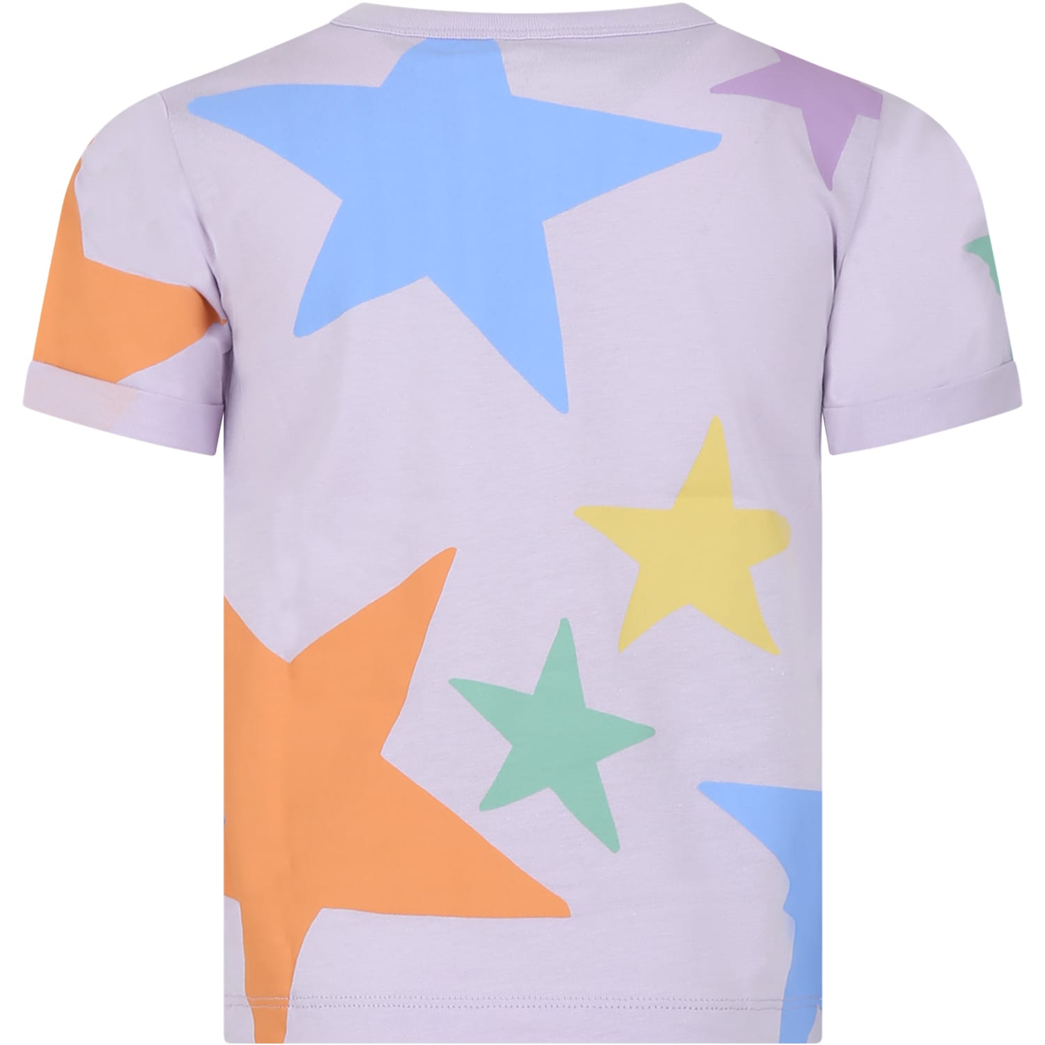 Shop Stella Mccartney Purple T-shirt For Girl With Stars And Logo In Violet