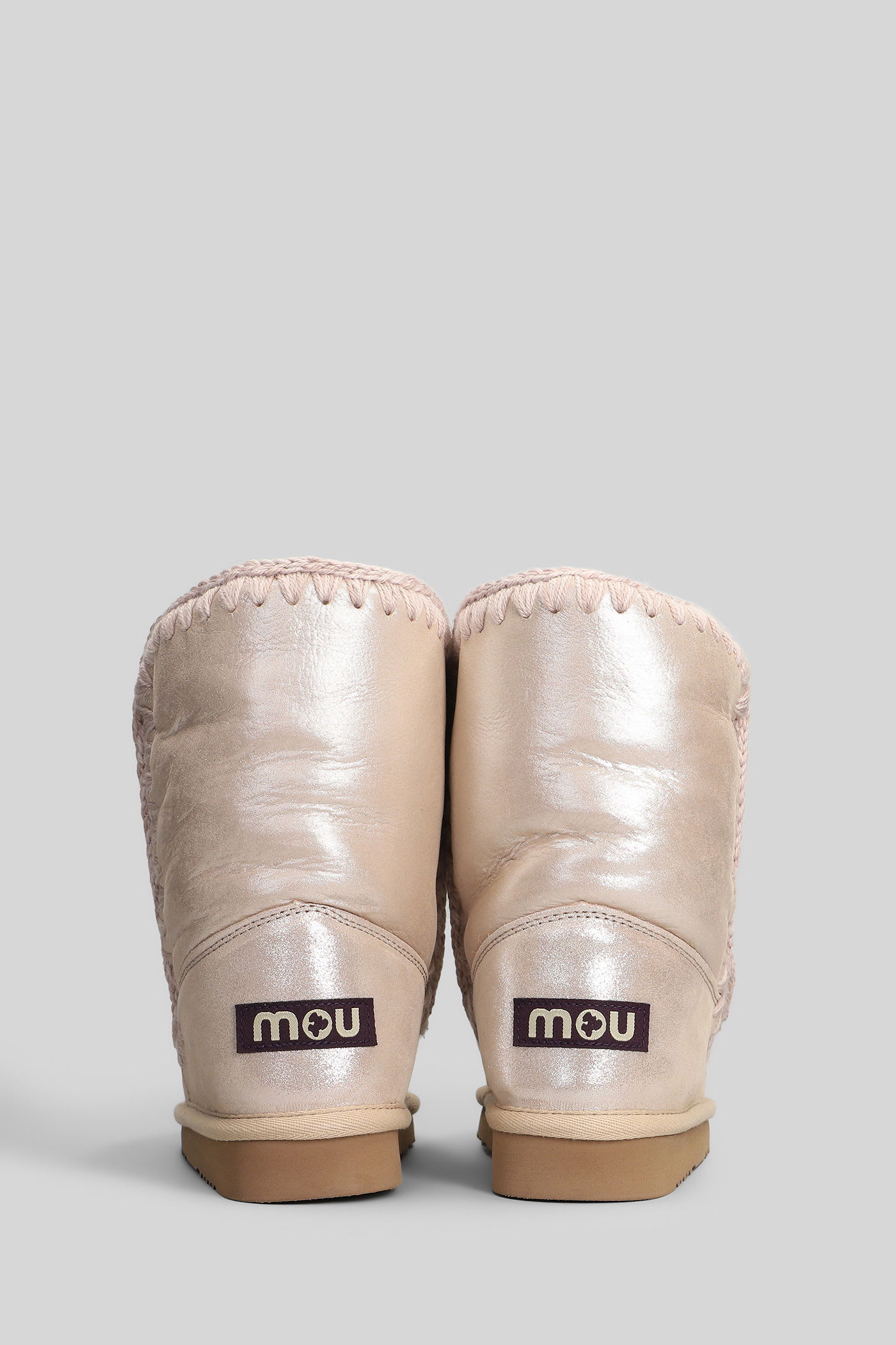 Mou Eskimo 24 Low Heels Ankle Boots In Rose-pink Glitter In Pink