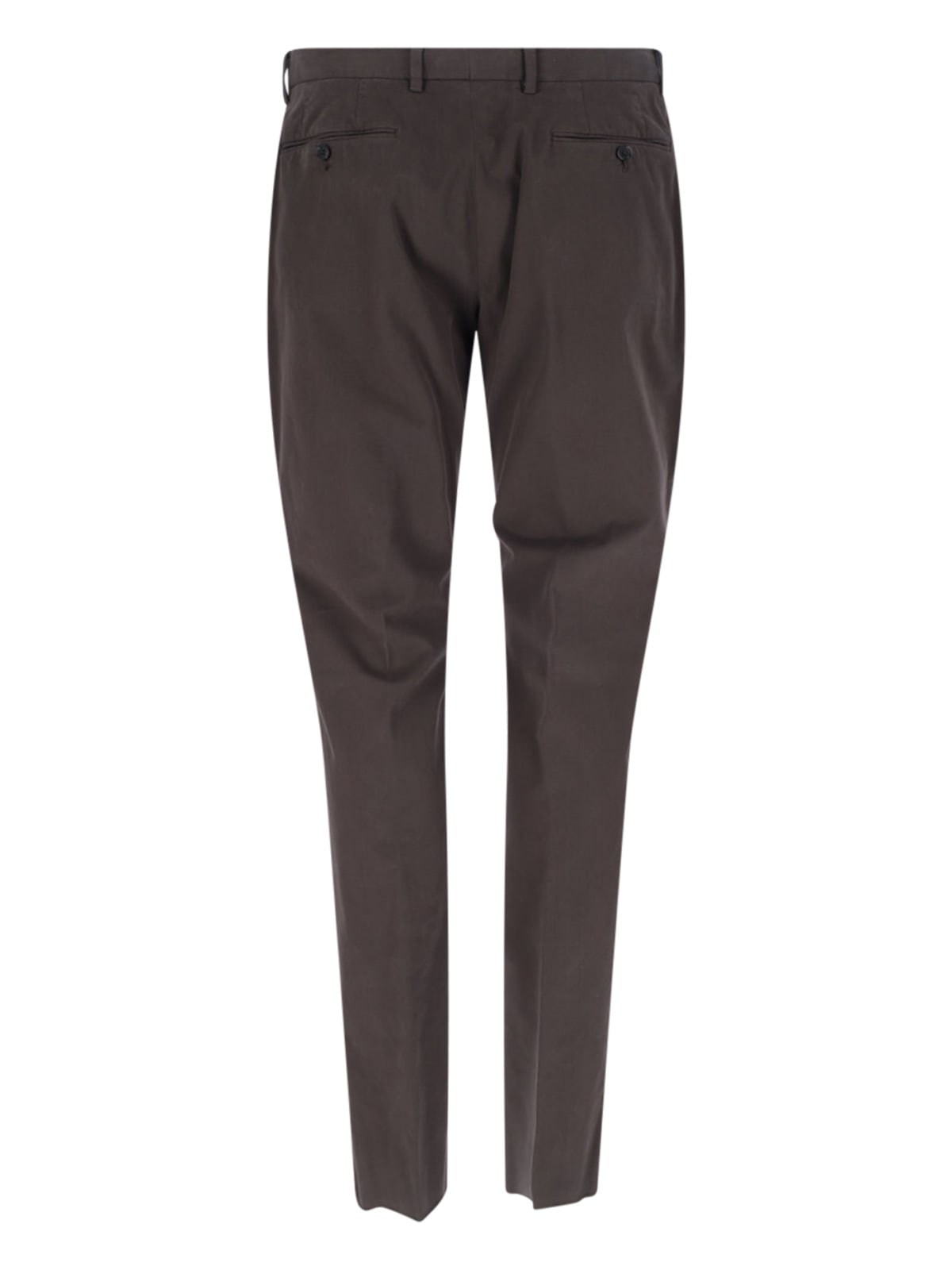 Zegna Straight-leg Brown Chinos With Hook And Zip Closure In Brown