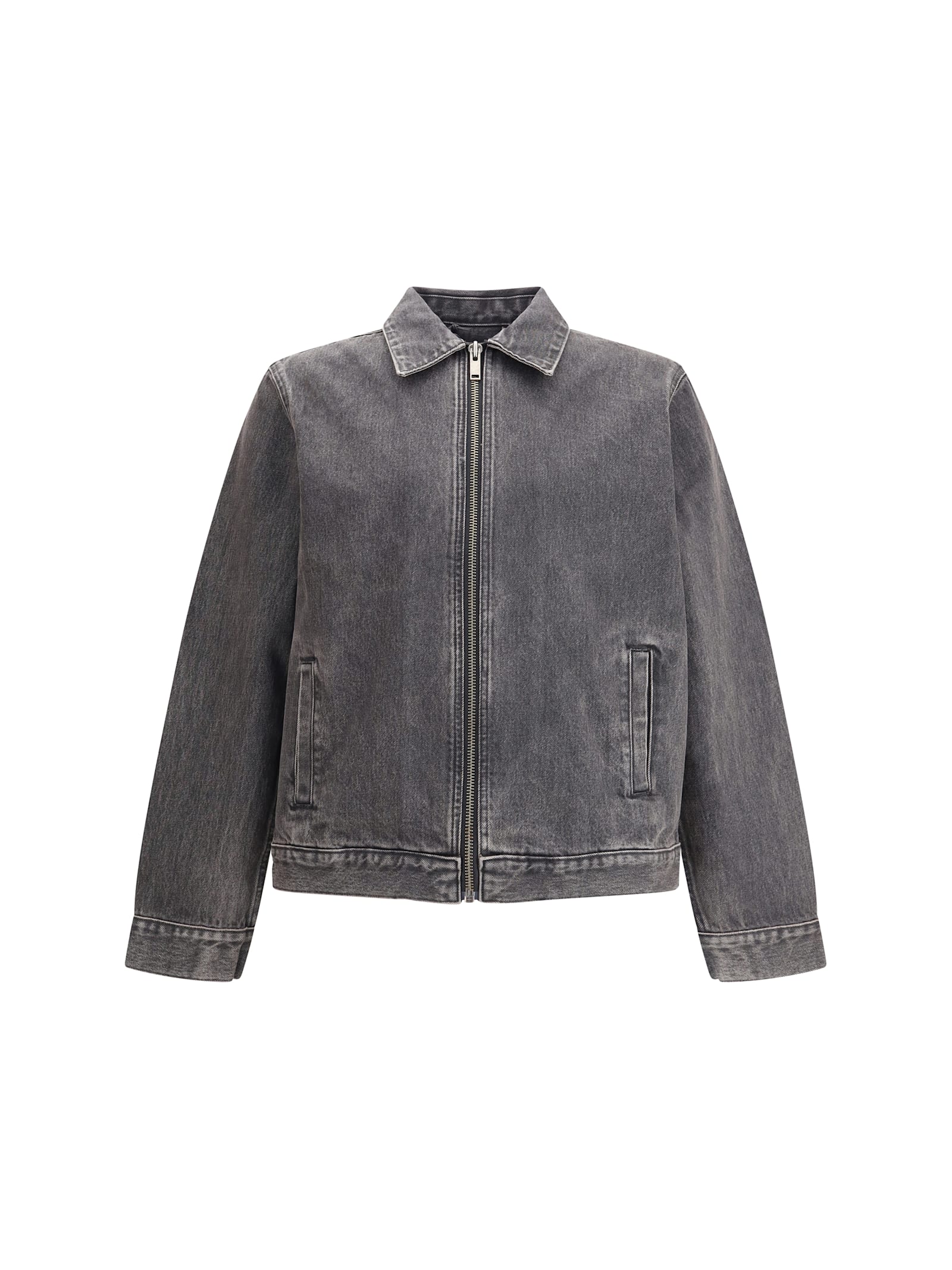 7 For All Mankind Zipper Long Sleeve Casual Jacket In Gray