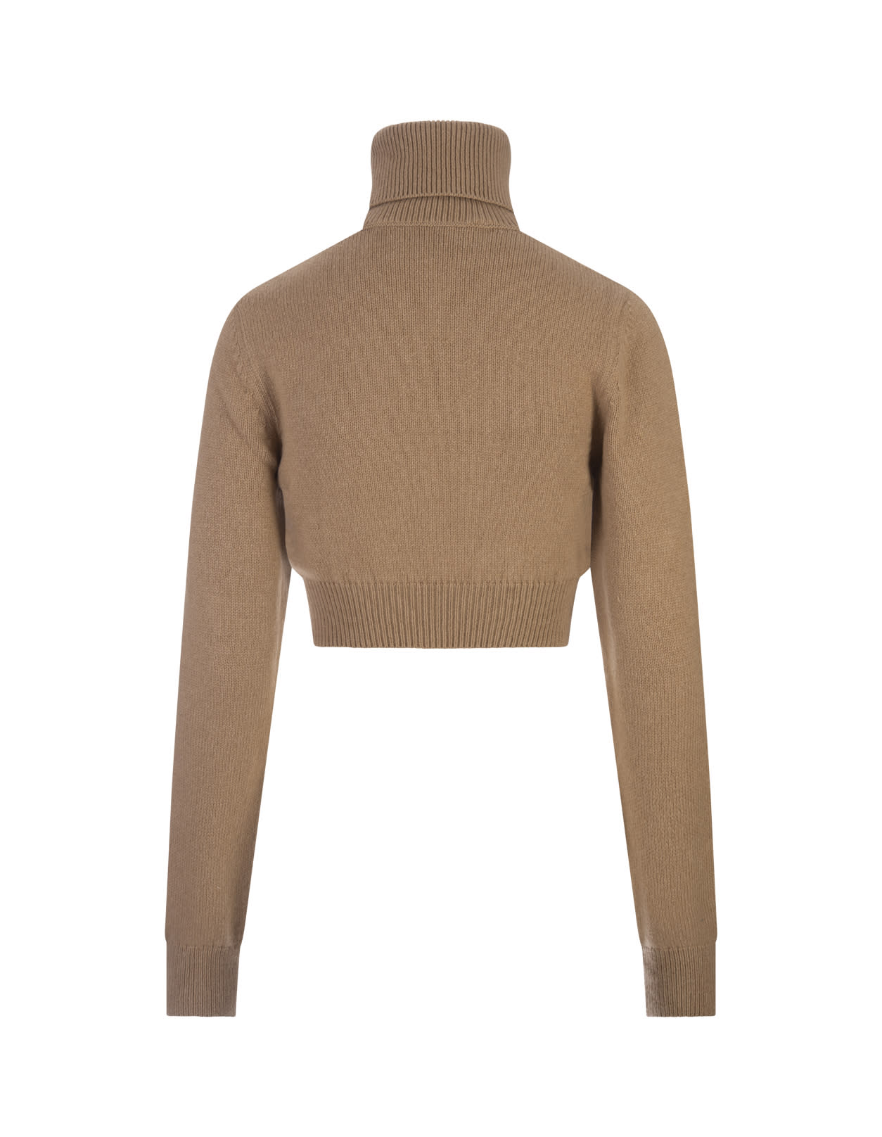 Shop Palm Angels Beige Crop Turtleneck With Slogan In Brown