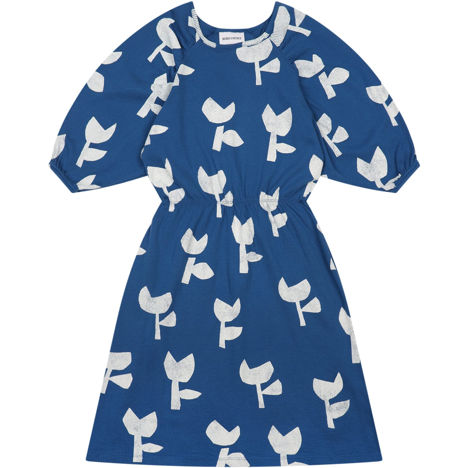 Bobo Choses Blue Dress For Girl With Poppies