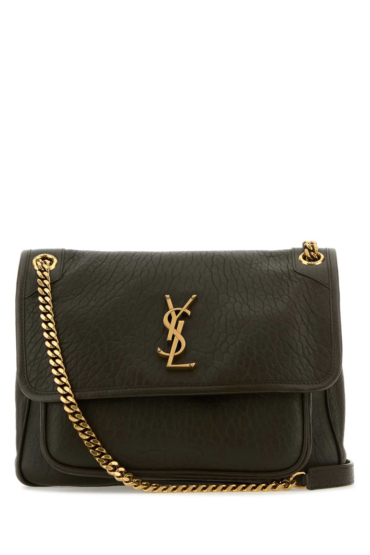 Saint Laurent Dark Green Leather Medium Niki Shoulder Bag In Lightmusk