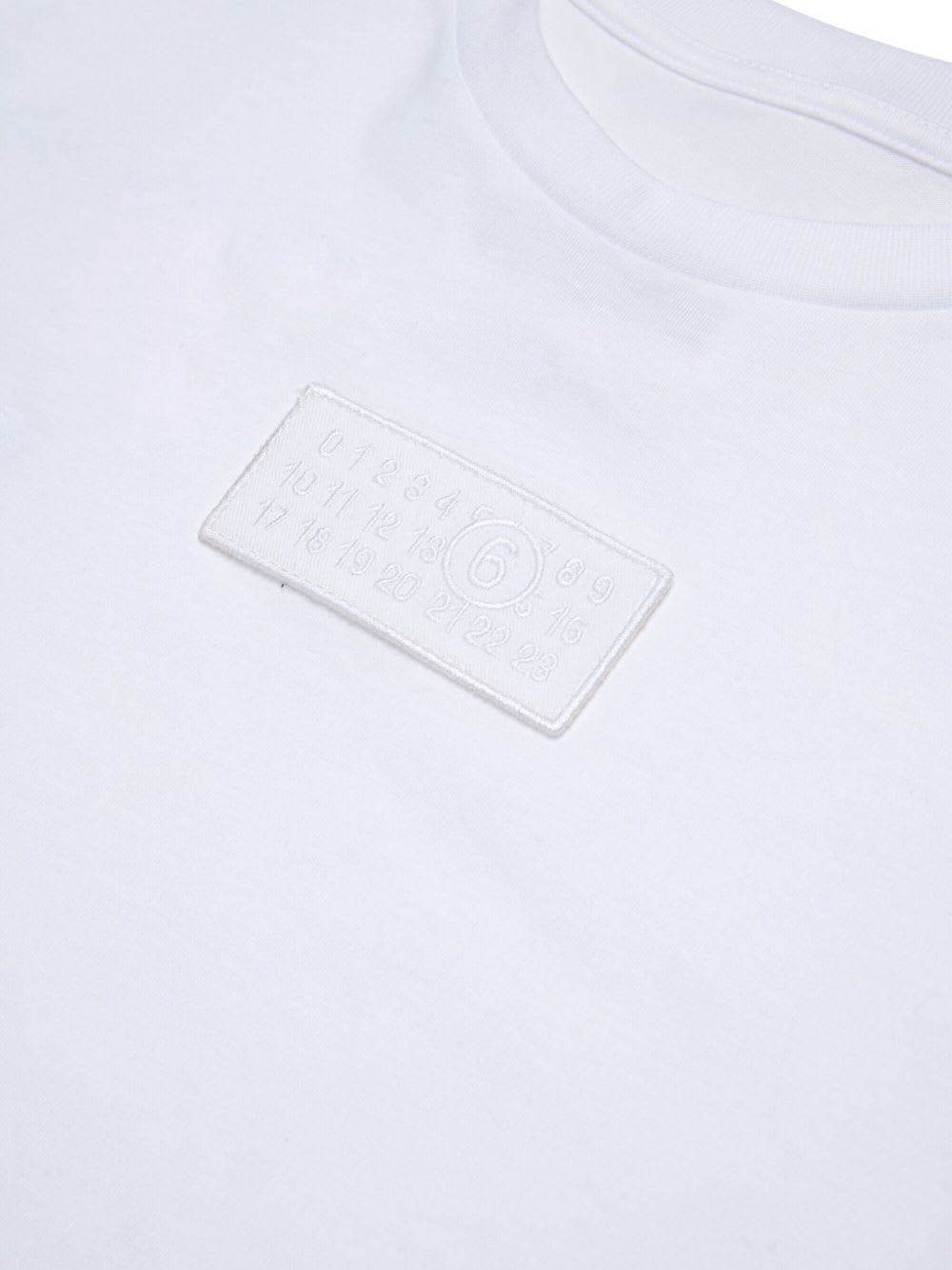 Mm6 Maison Margiela T-shirt In Jersey Con Patch Numeric Logo In Blue