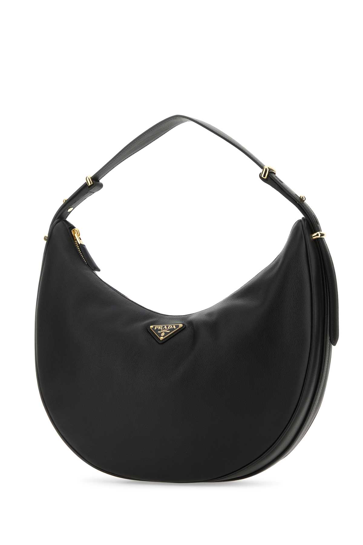 Shop Prada Black Leather Big Arquã¨ Handbag In Nero