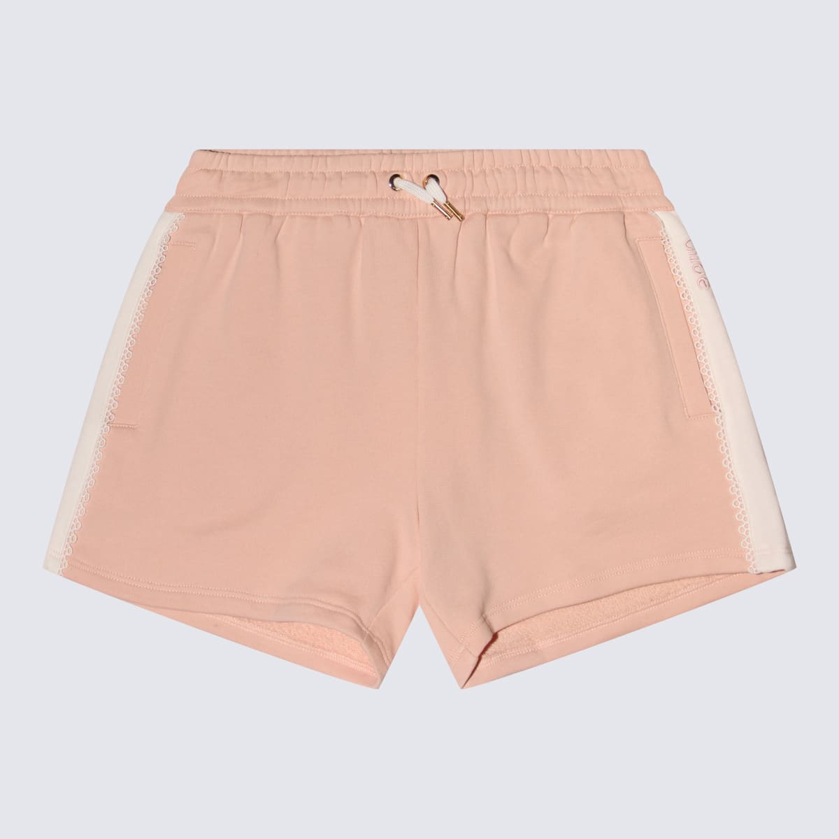 Shop Chloé Washed Pink Cotton Shorts