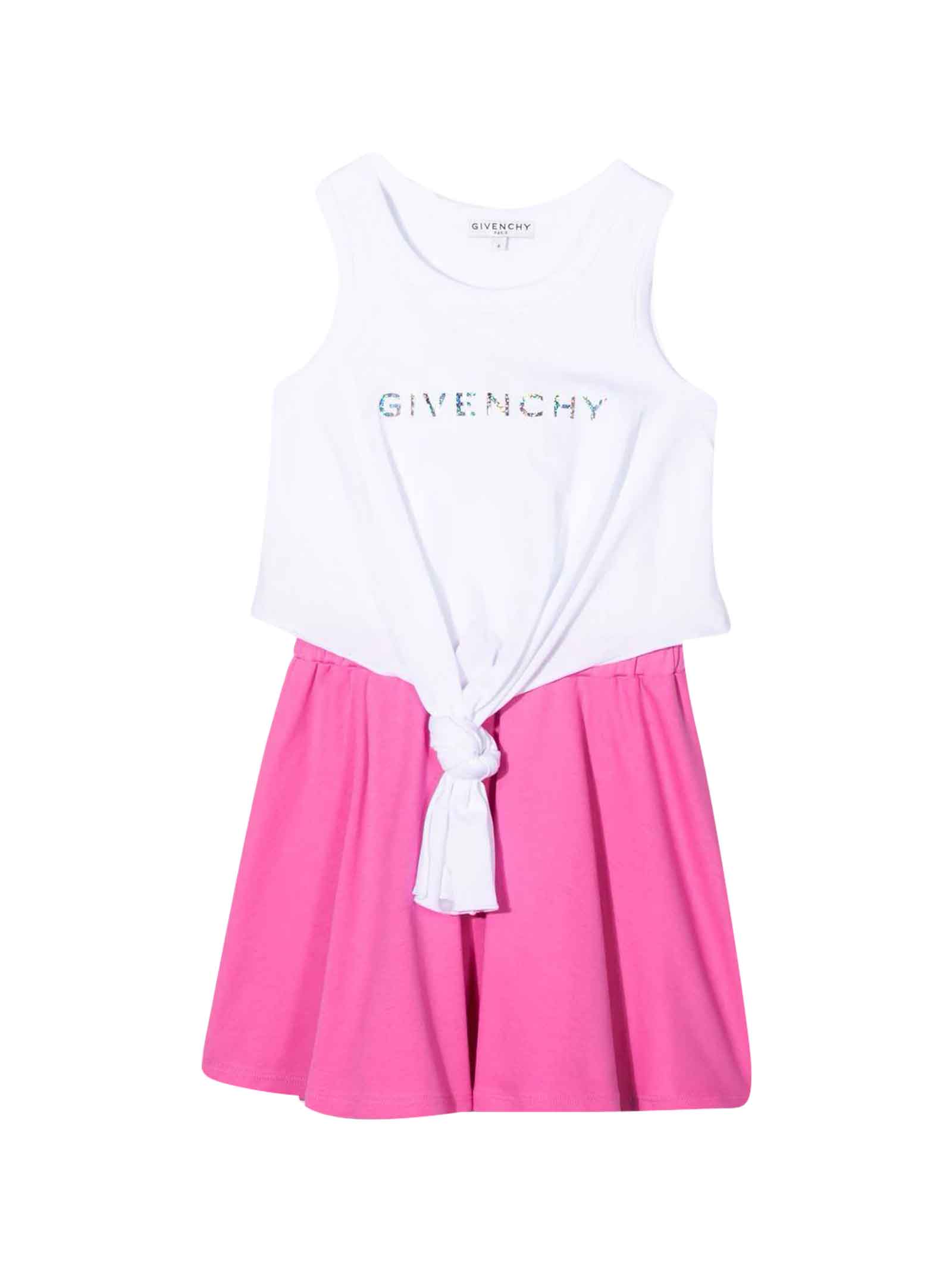 Givenchy White And Fuchsia Girl Dress With Print