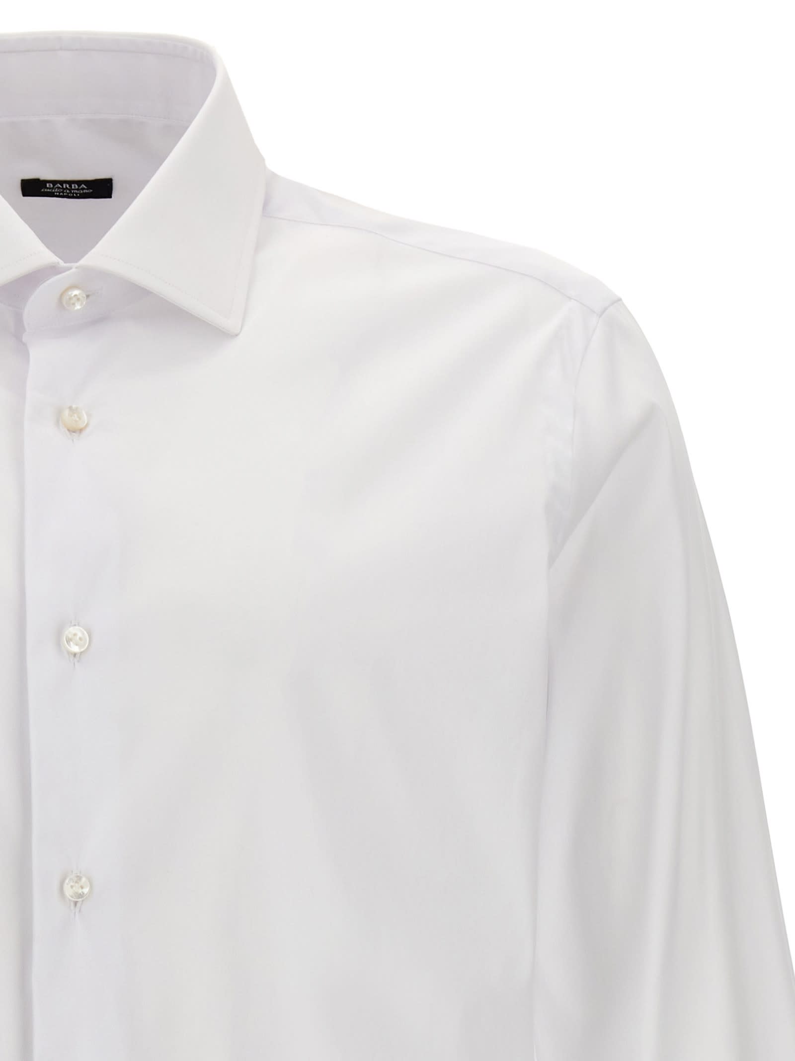 Shop Barba Napoli Poplin Shirt In White