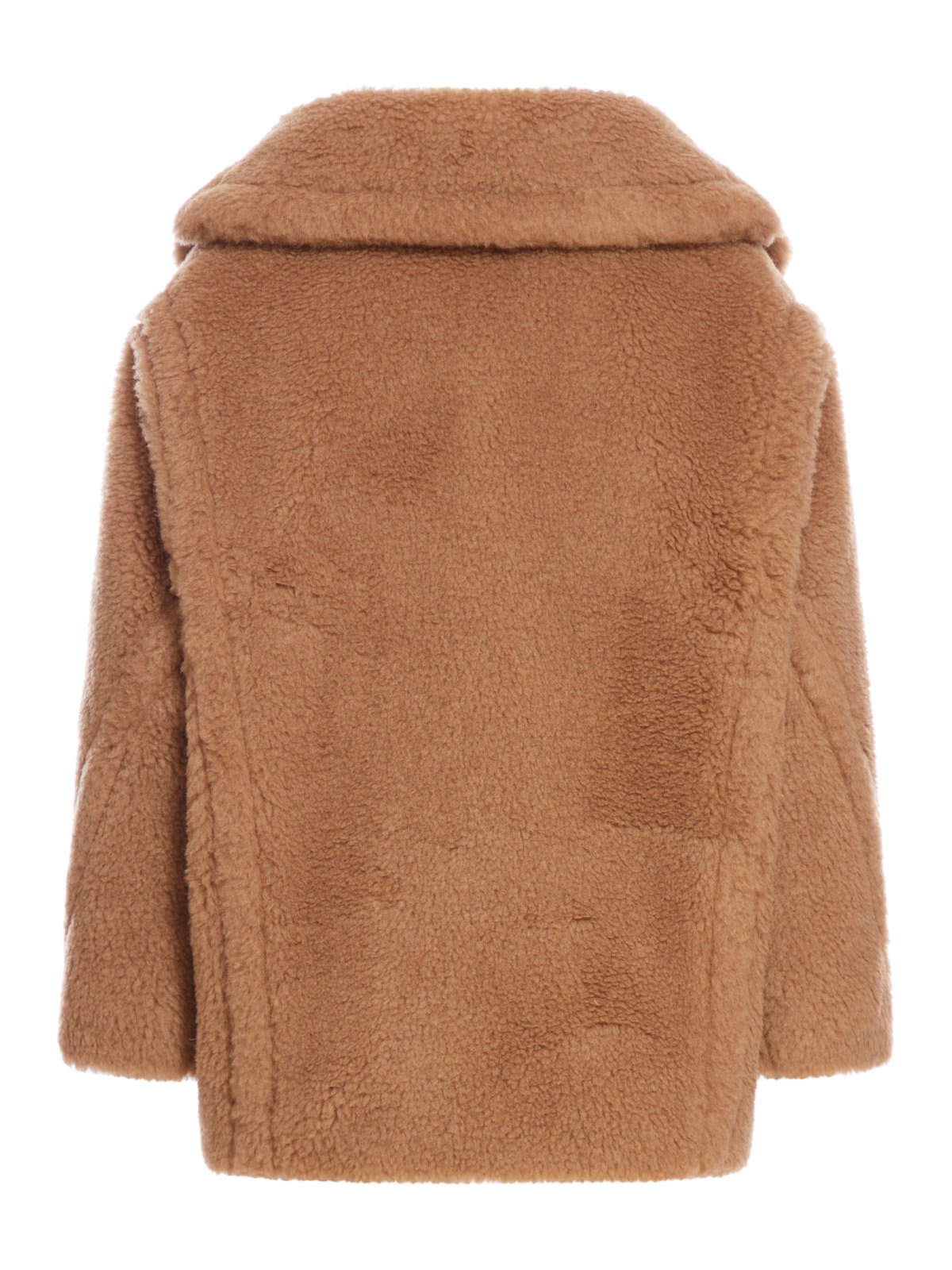 Shop Max Mara Collared Fur Long-sleeved Coat In Camel