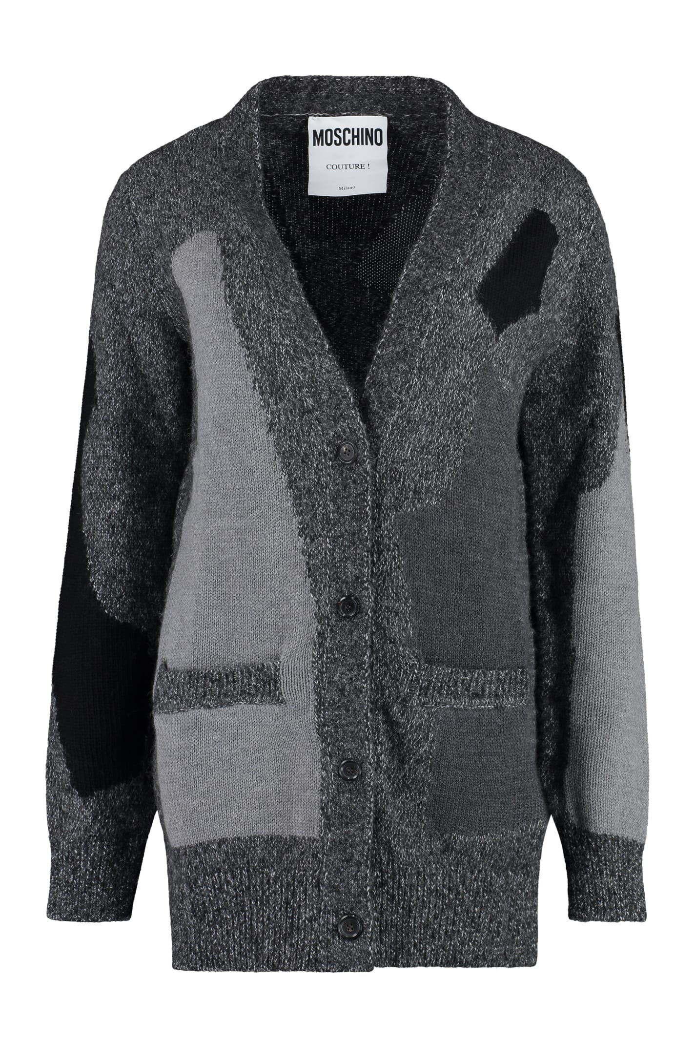 Moschino Knitted Cardigan In Grey