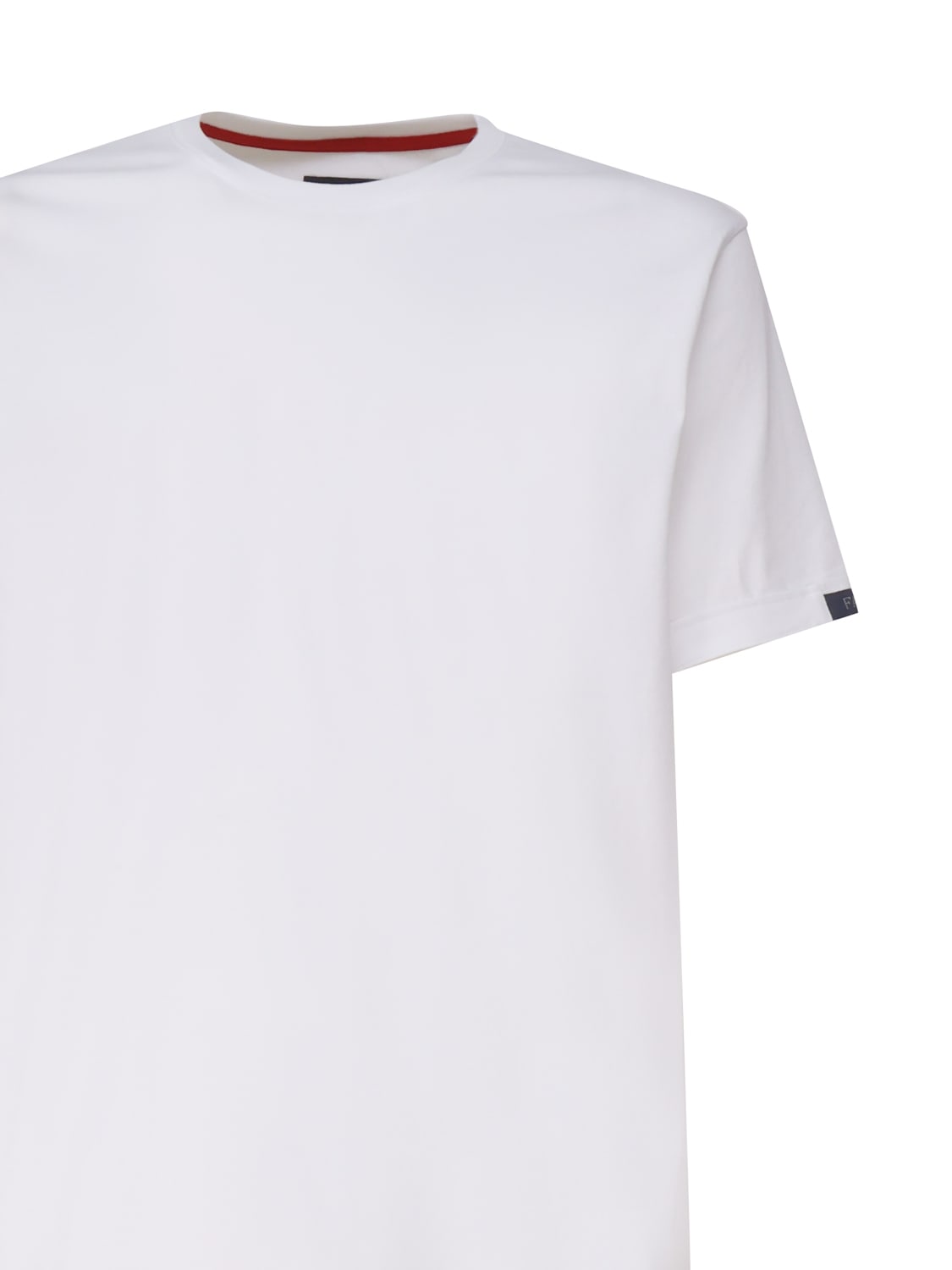 Shop Fay Cotton T-shirt With Contrasting Color Collar In White