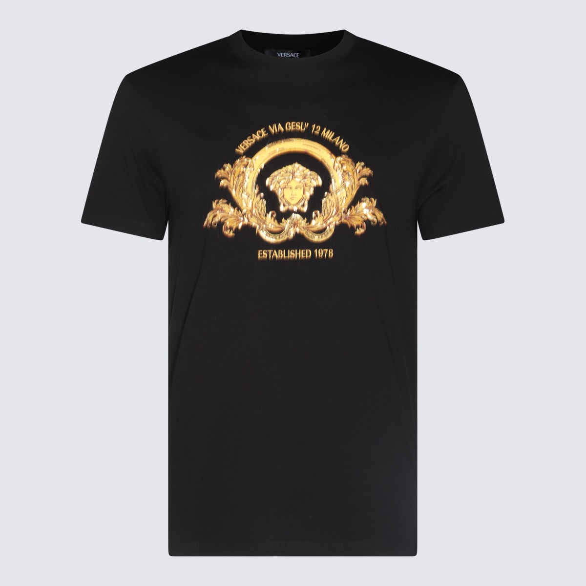 Shop Versace Black Cotton T-shirt