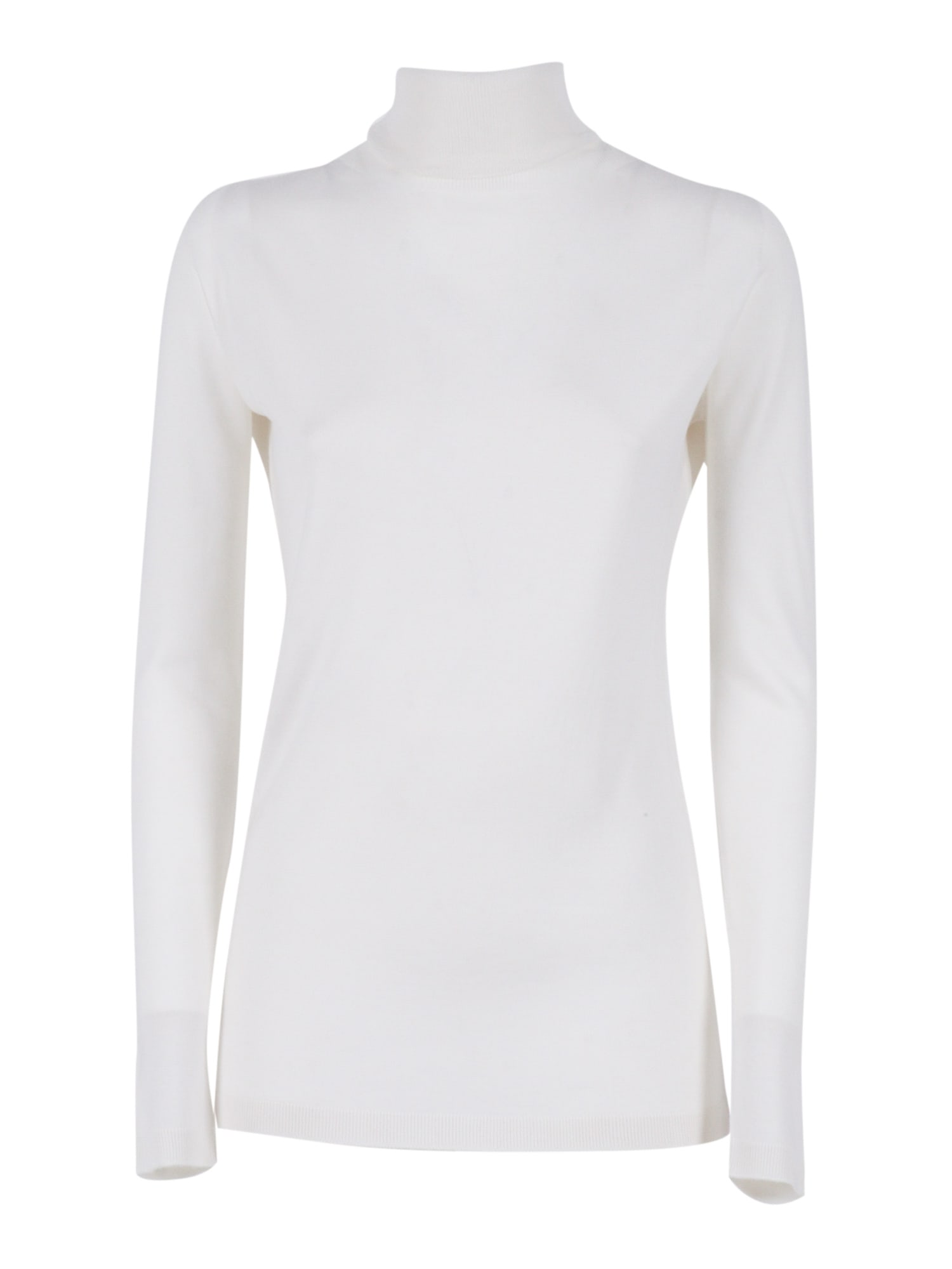 Fabiana Filippi Refined Turtleneck Sweater In Cashmere-silk Blend In White
