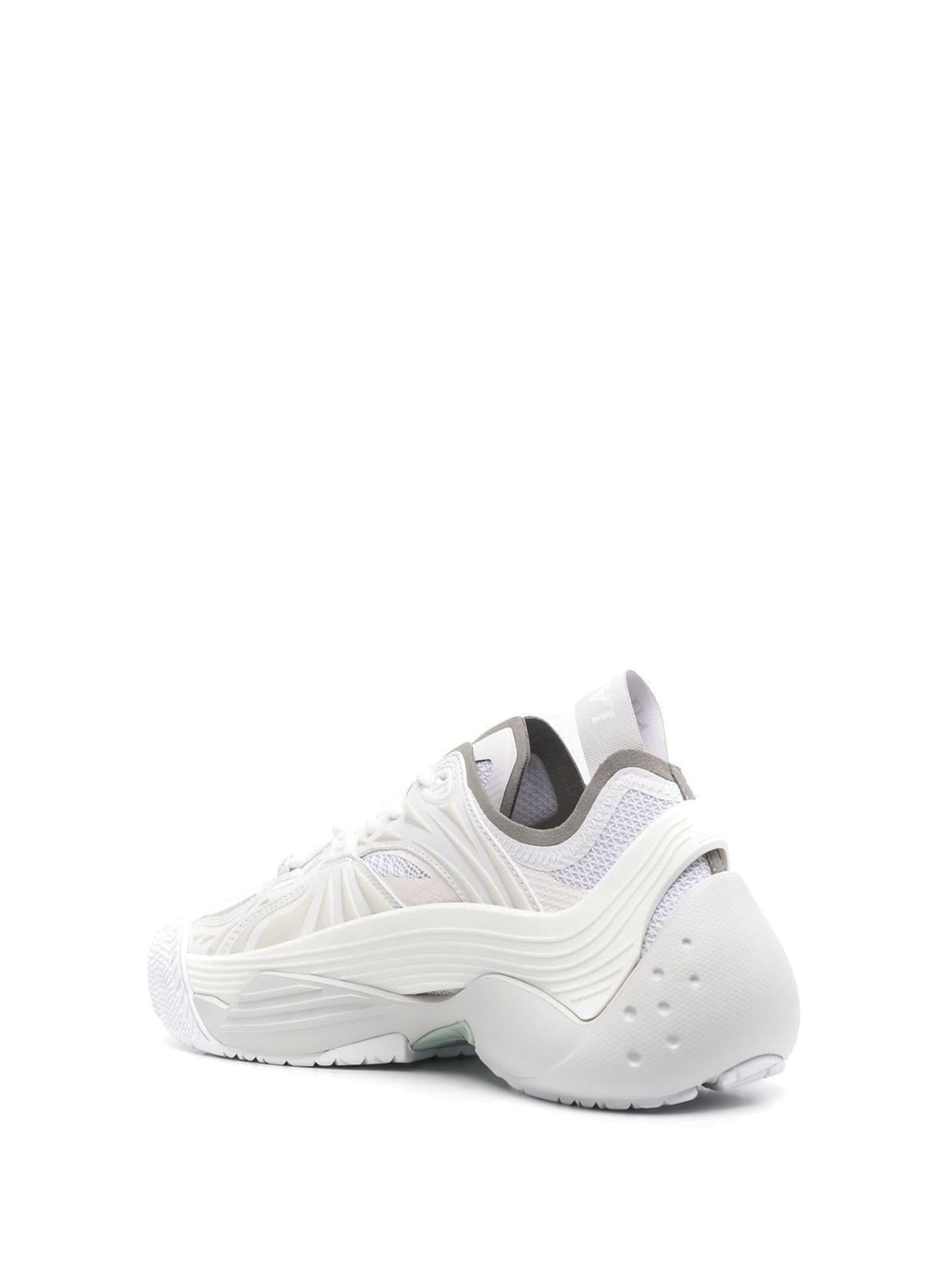 Lanvin Flash-x Mesh Upper Sneakers With Textured Panels In Bianco