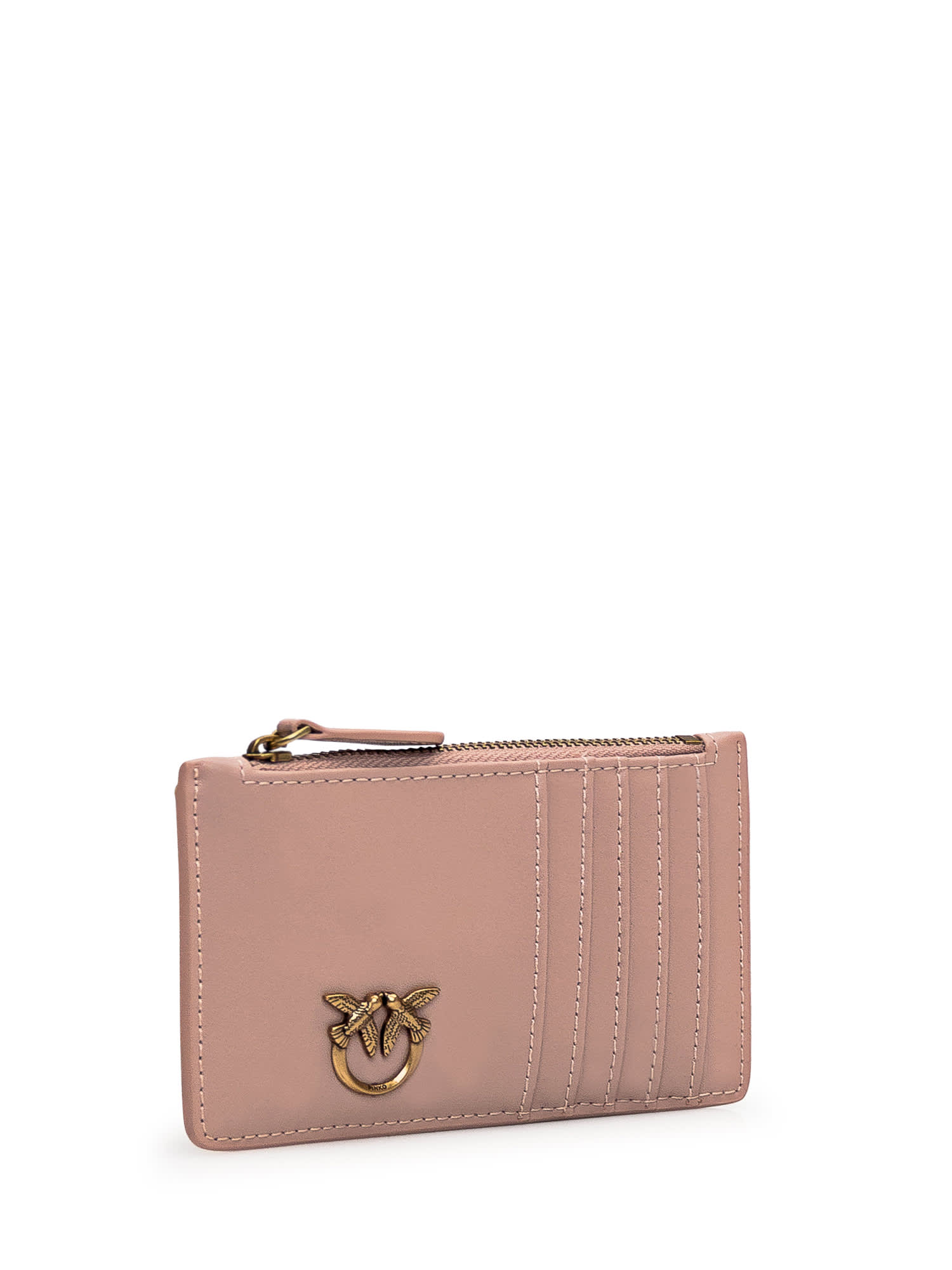 Shop Pinko Cardholder With Logo In Cipria