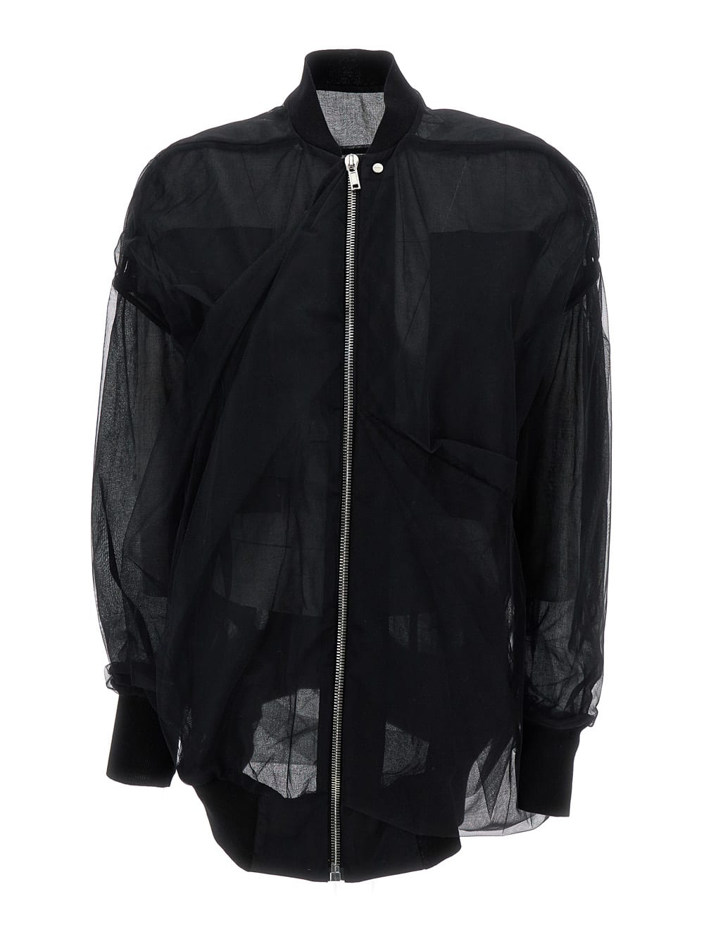 Rick Owens Womens Black Semi-sheer Relaxed-fit Tulle Jacket In Black