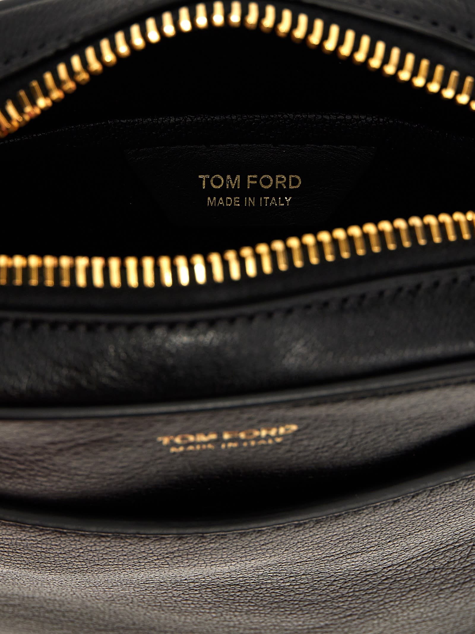 Shop Tom Ford Logo Leather Shoulder Strap In Black