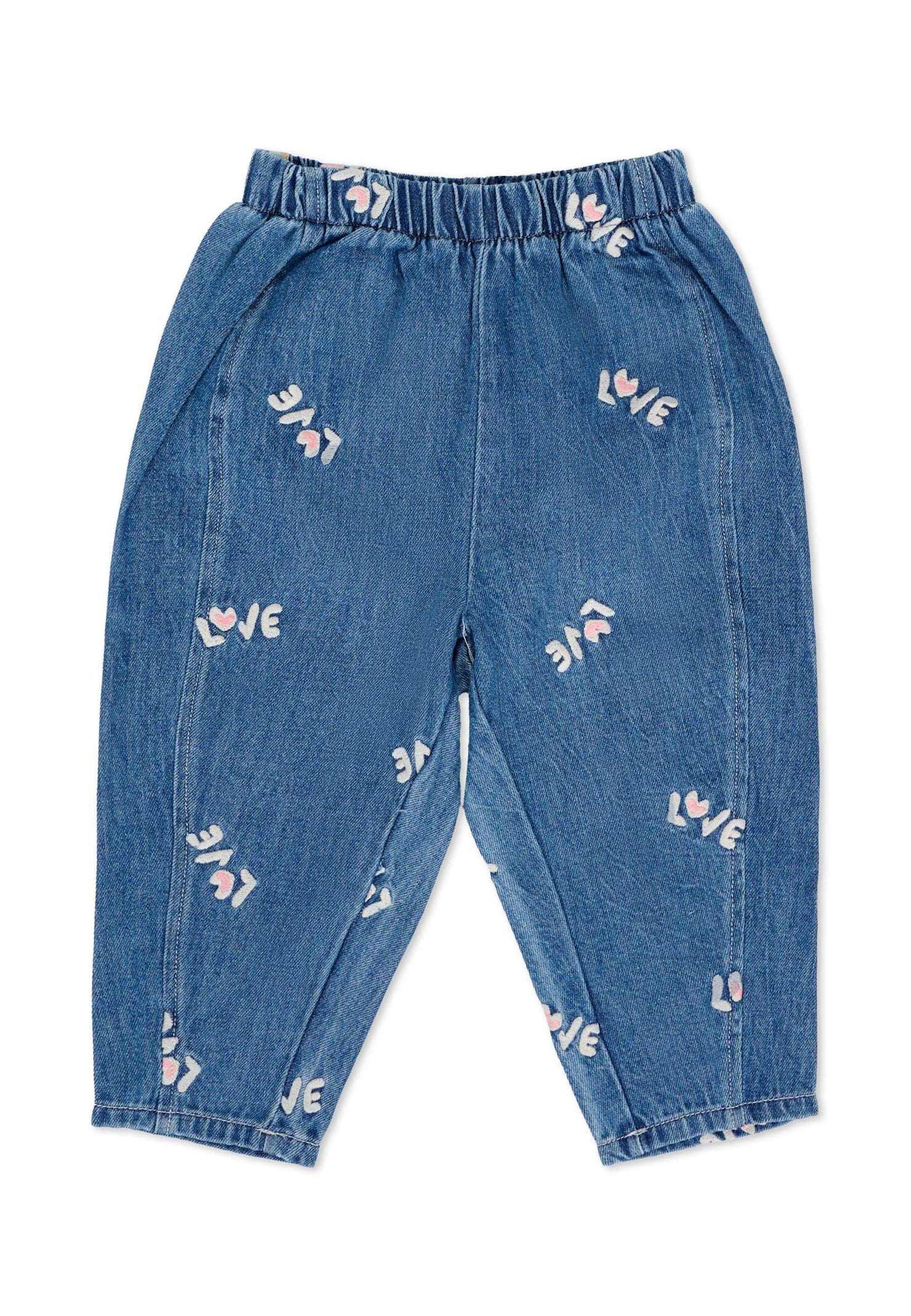 Billieblush Denim Jeans For Baby Girl With Writing In Blue