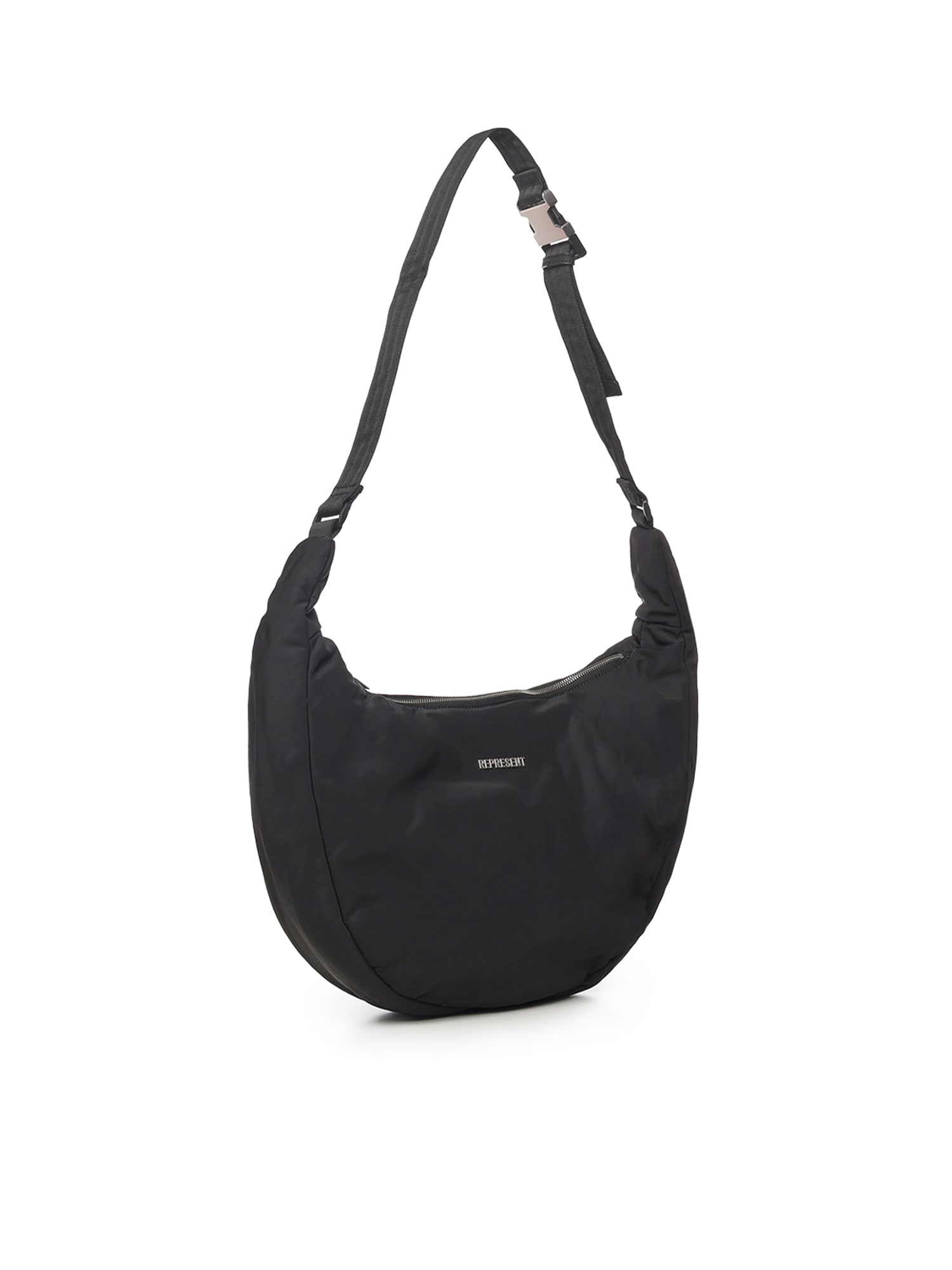 Represent Mens Black Script-hardware Padded Nylon Sling Bag In Black