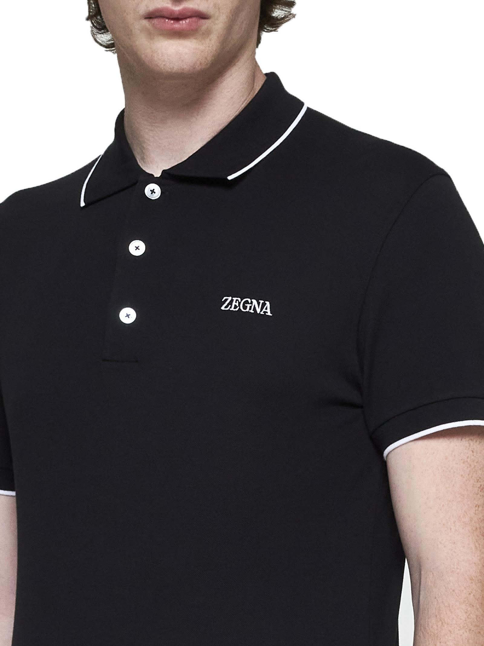 Shop Zegna Polo Shirt In Nero Unito