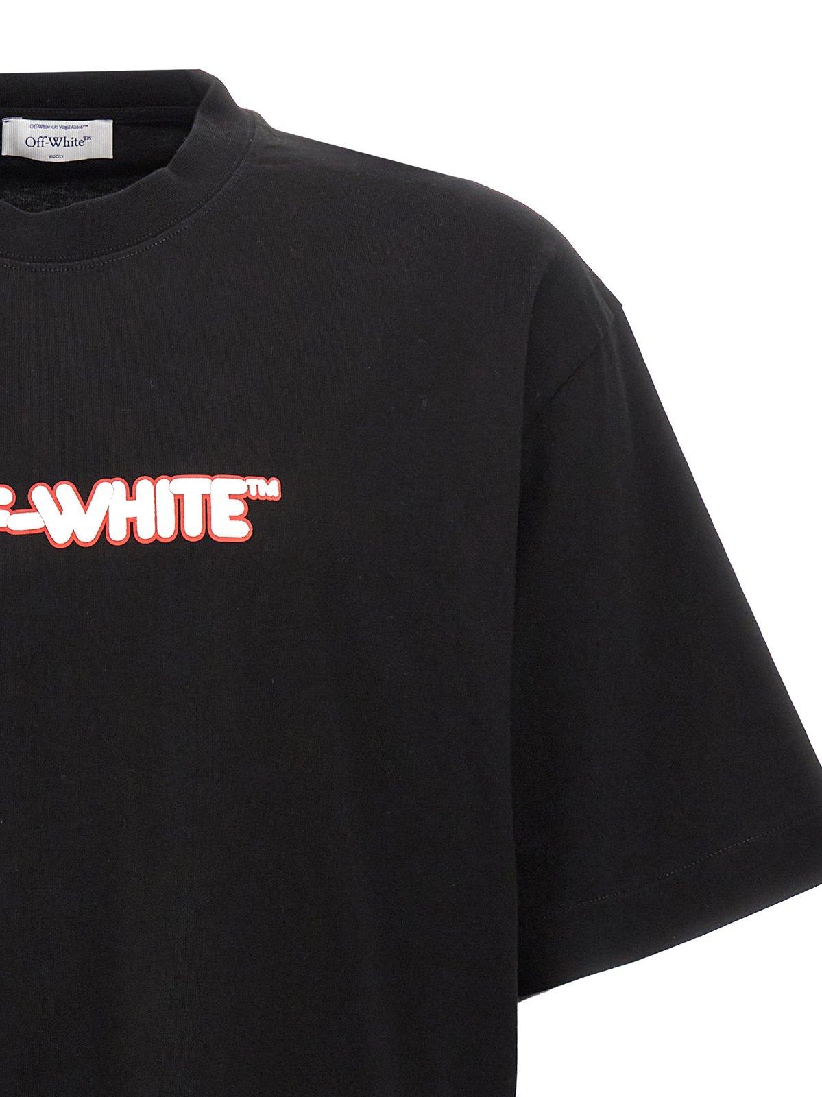 Shop Off-white Logo Printed Crewneck T-shirt In Nero E Bianco