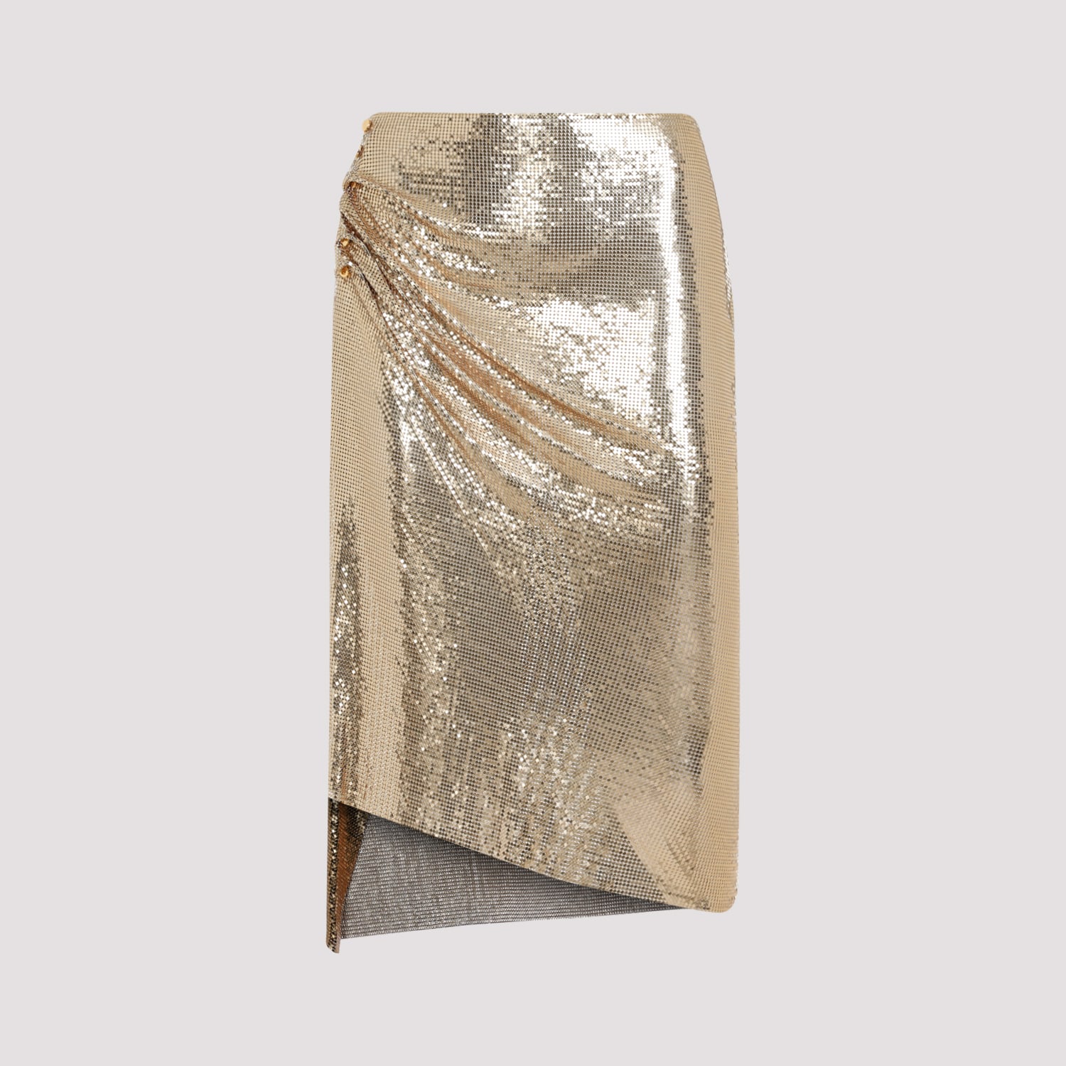 Shop Rabanne Knee Skirt In Gold