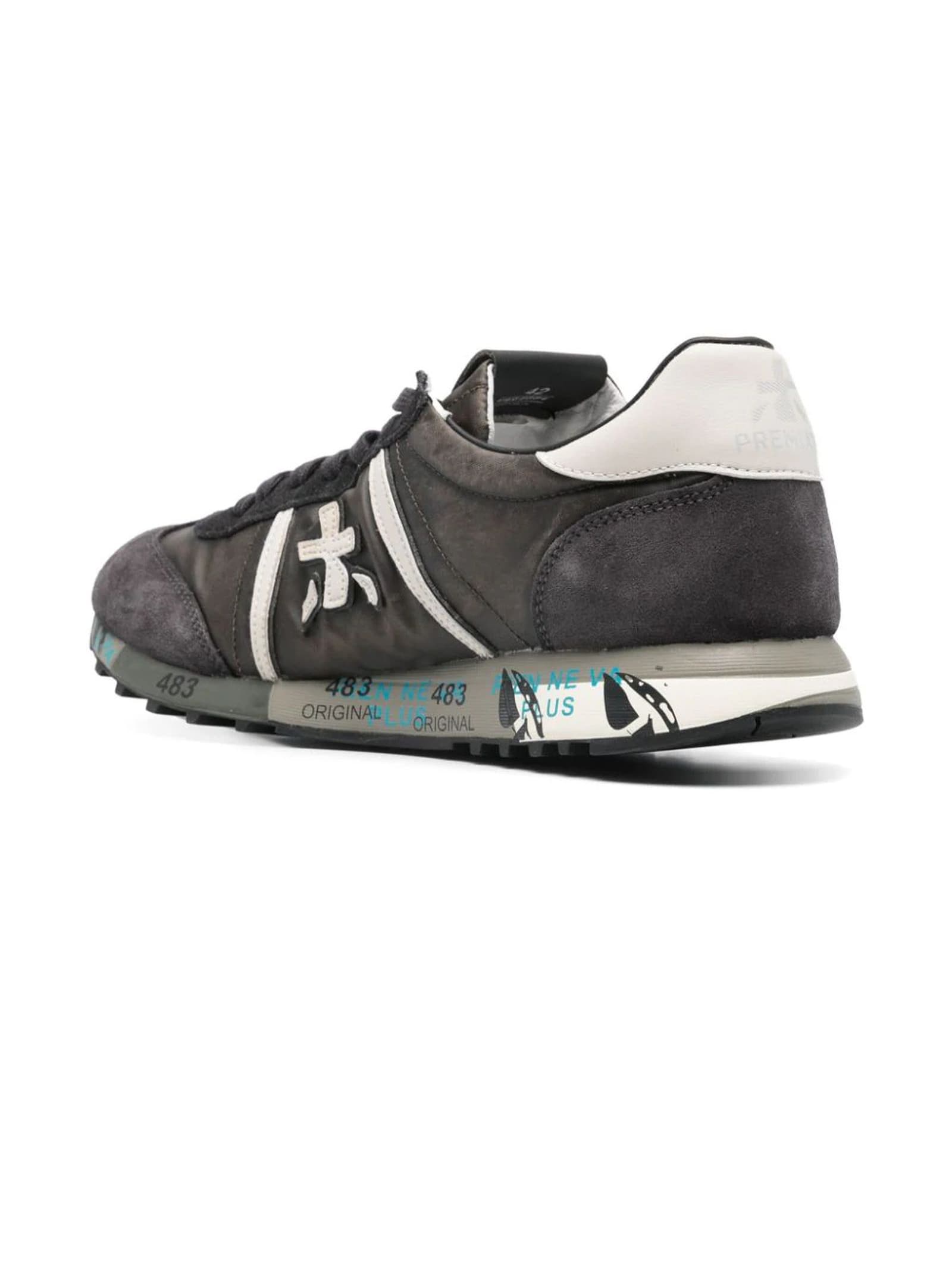 Shop Premiata Grey Suede Lucy Sneakers