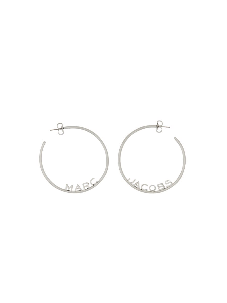 Shop Marc Jacobs Monogram Hoop Earrings In Silver