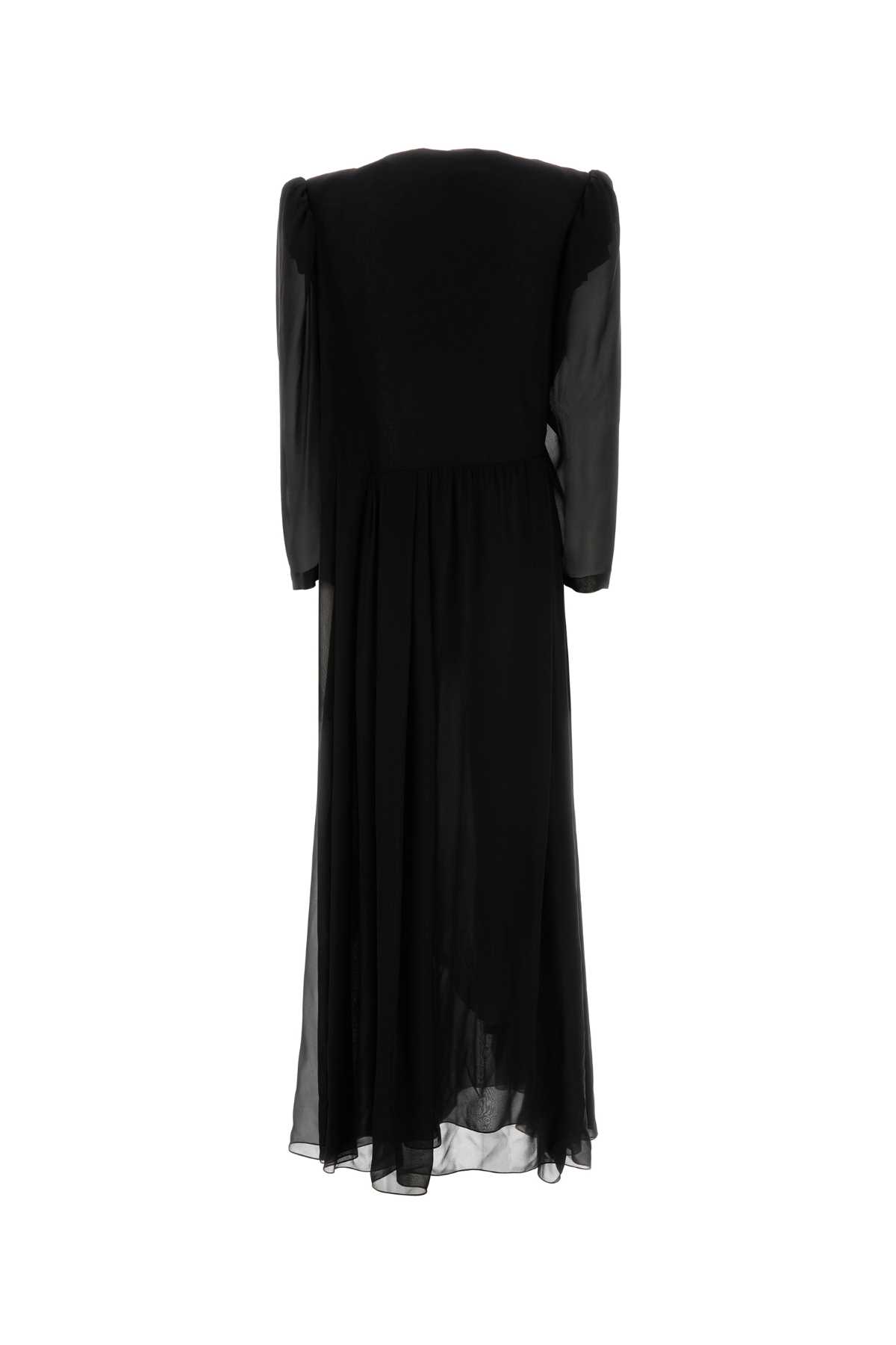 Balenciaga Maxi Dress With Puff Shoulders And Ruffles In Black