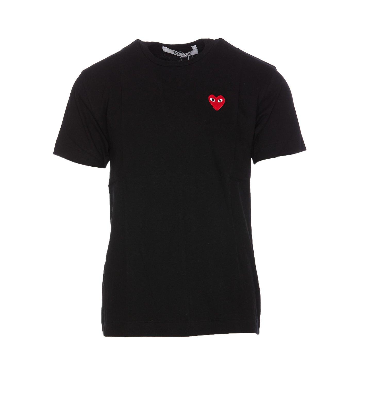 Shop Comme Des Garçons Play Logo Patch Crewneck T-shirt In Black