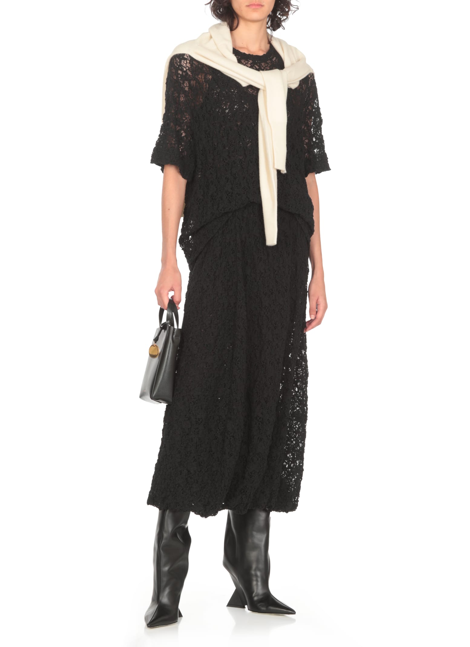 Shop Jil Sander Lace Top In Black