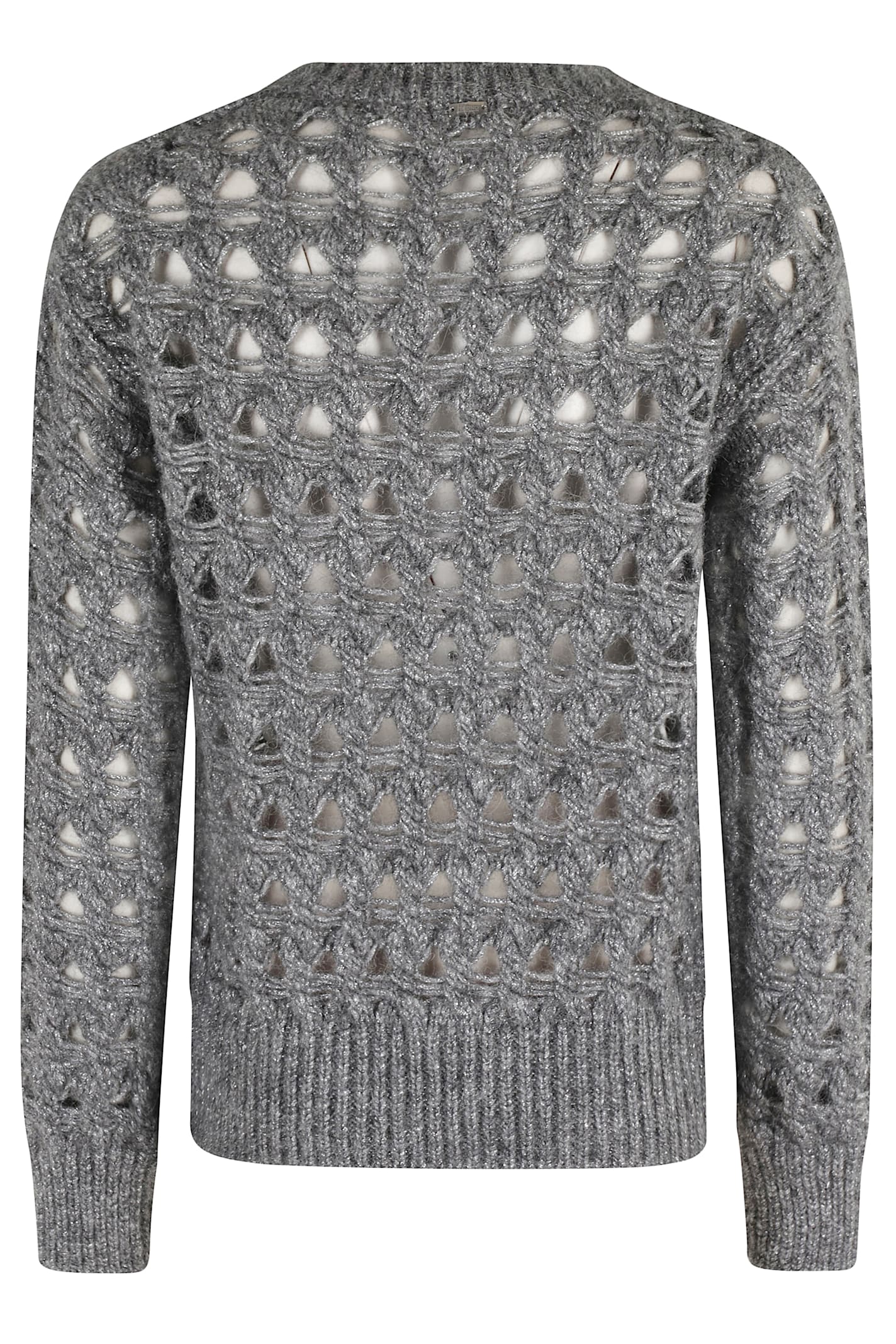 Herno Geometric-cutout Crew-neck Sweater In Gray