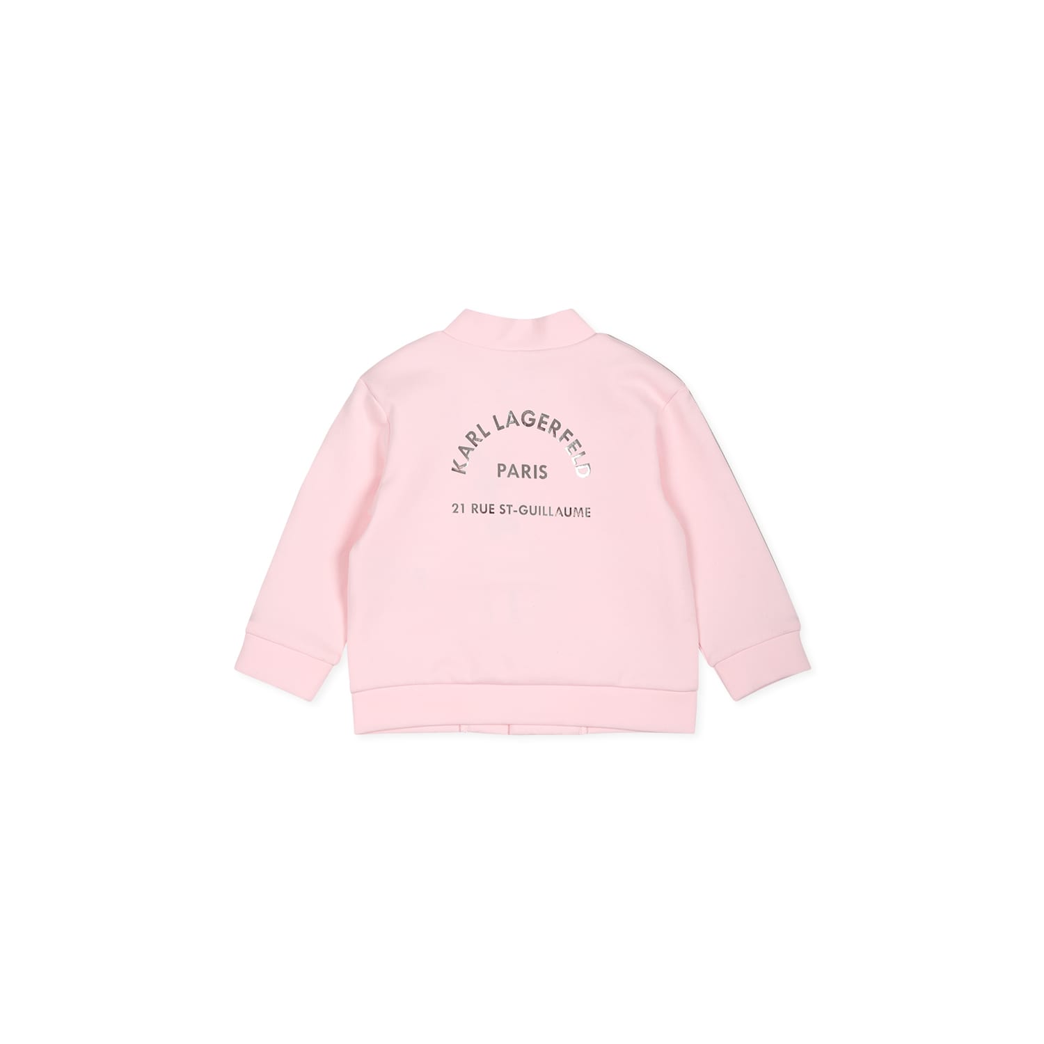Karl Lagerfeld Pink Suit For Baby Girl With Choupette Print In Pink