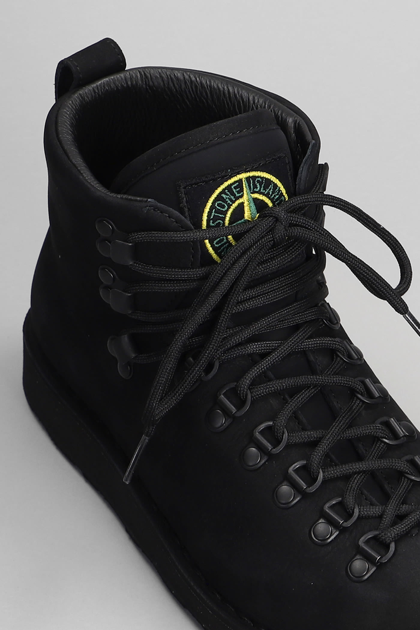 Shop Stone Island Vibram Ankle Boots In Black Leather