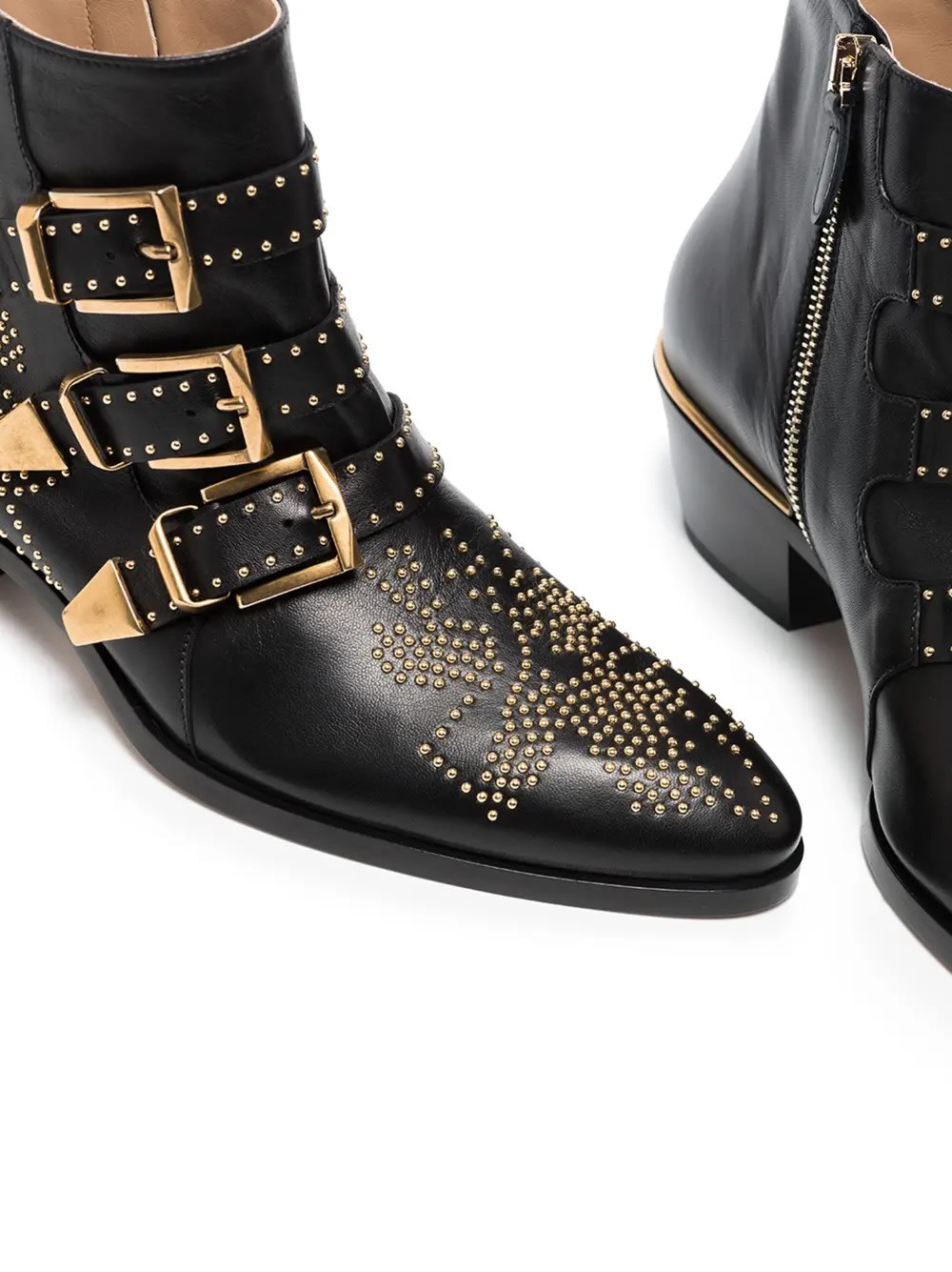 Shop Chloé Susanna Ankle Boots In Black And Gold