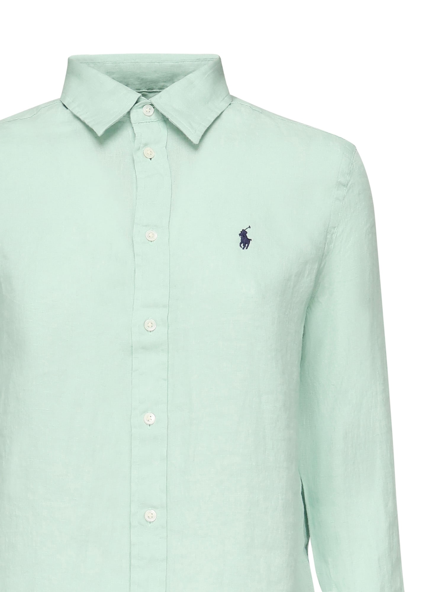 Polo Ralph Lauren Mint Green Linen Shirt In Green