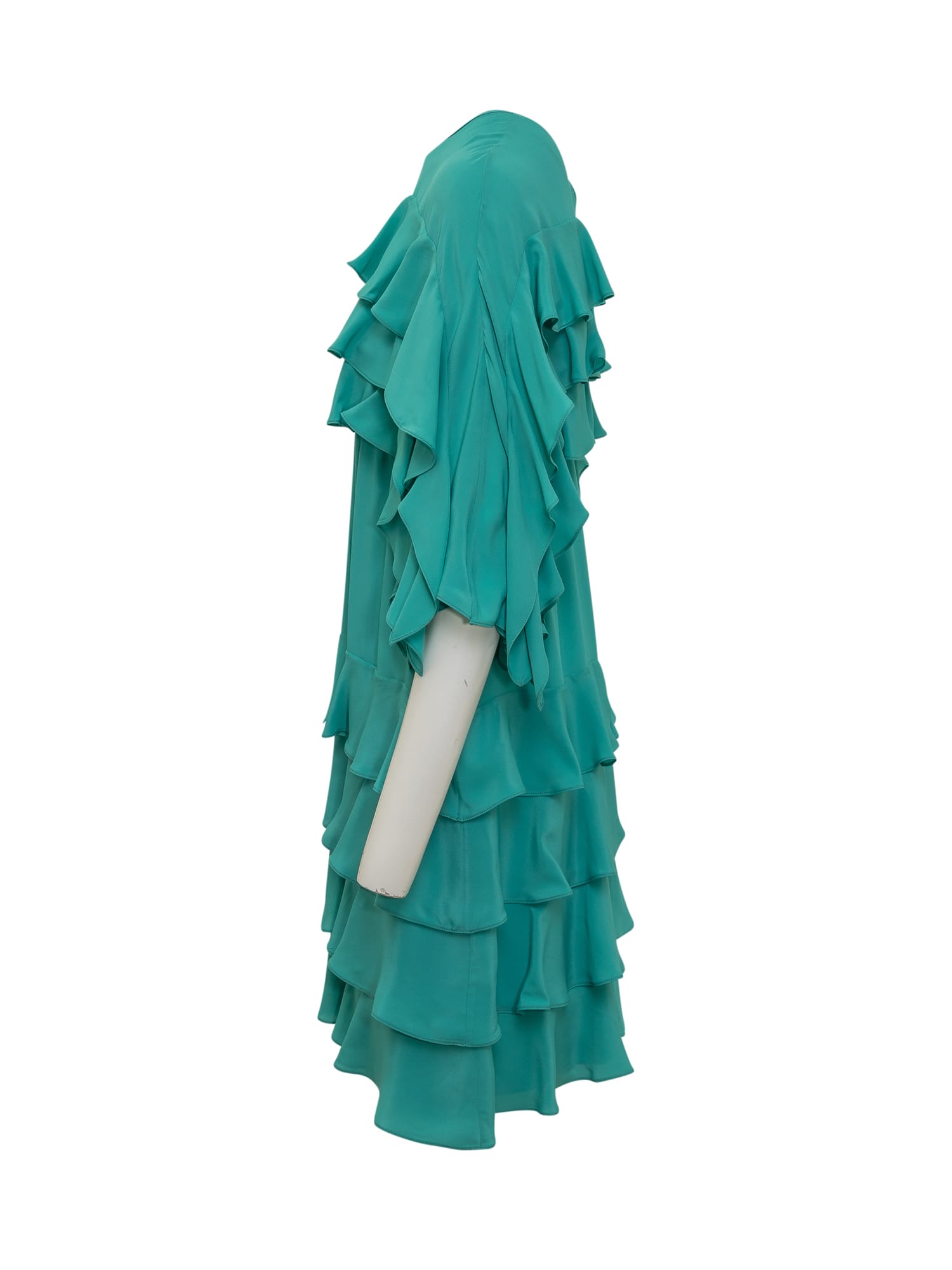 Shop Rochas Mini Dress In Medium Green