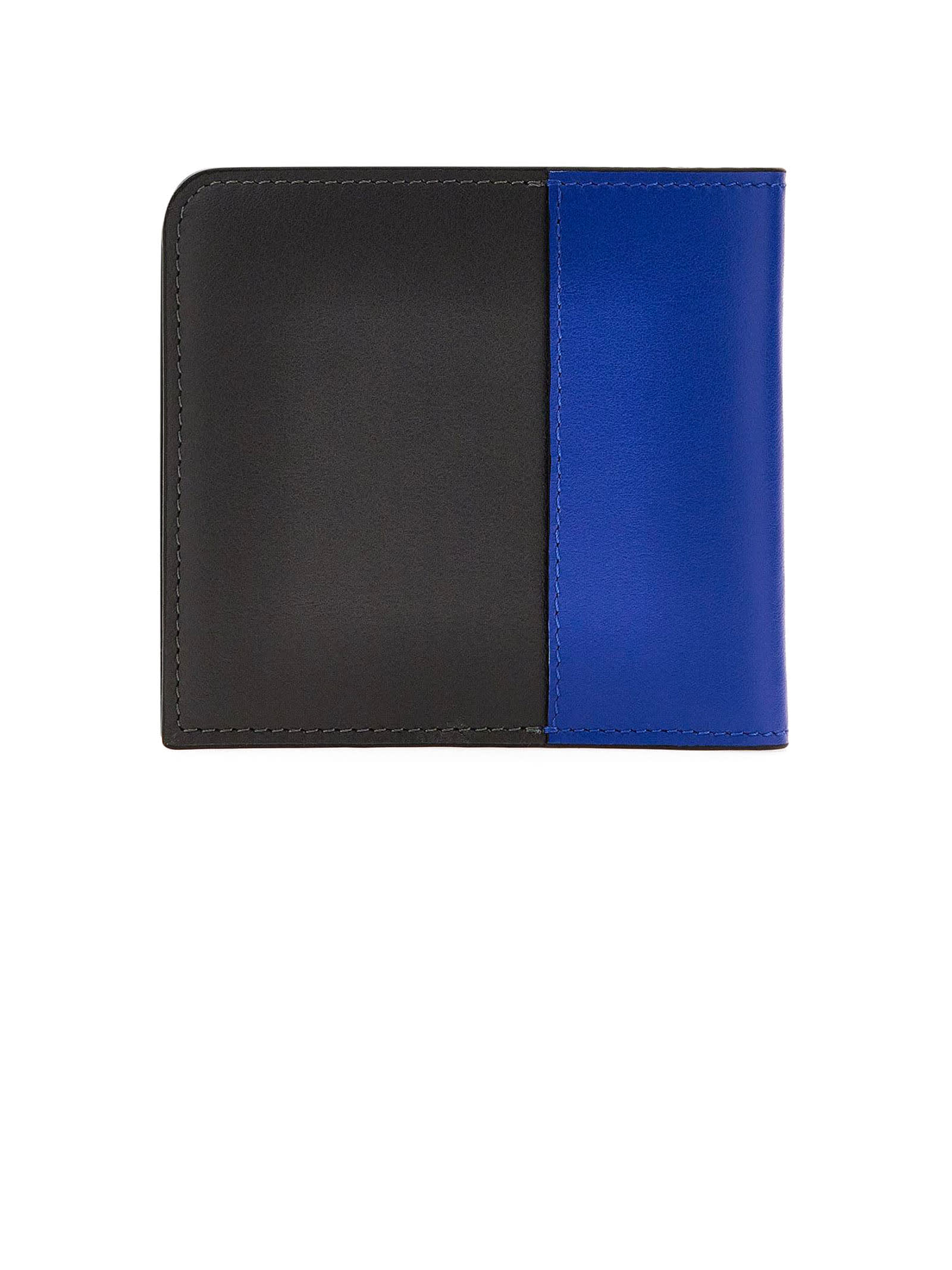 Shop Hogan Black Leather Wallet In (carbone)(bluette Chiaro)