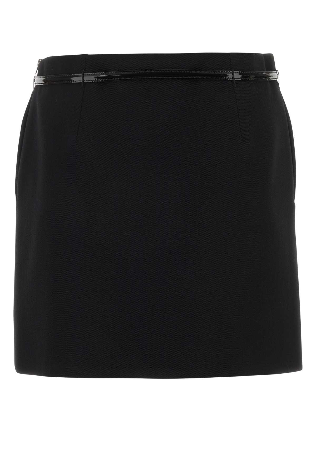Shop Gucci Black Wool Mini Skirt In 1000