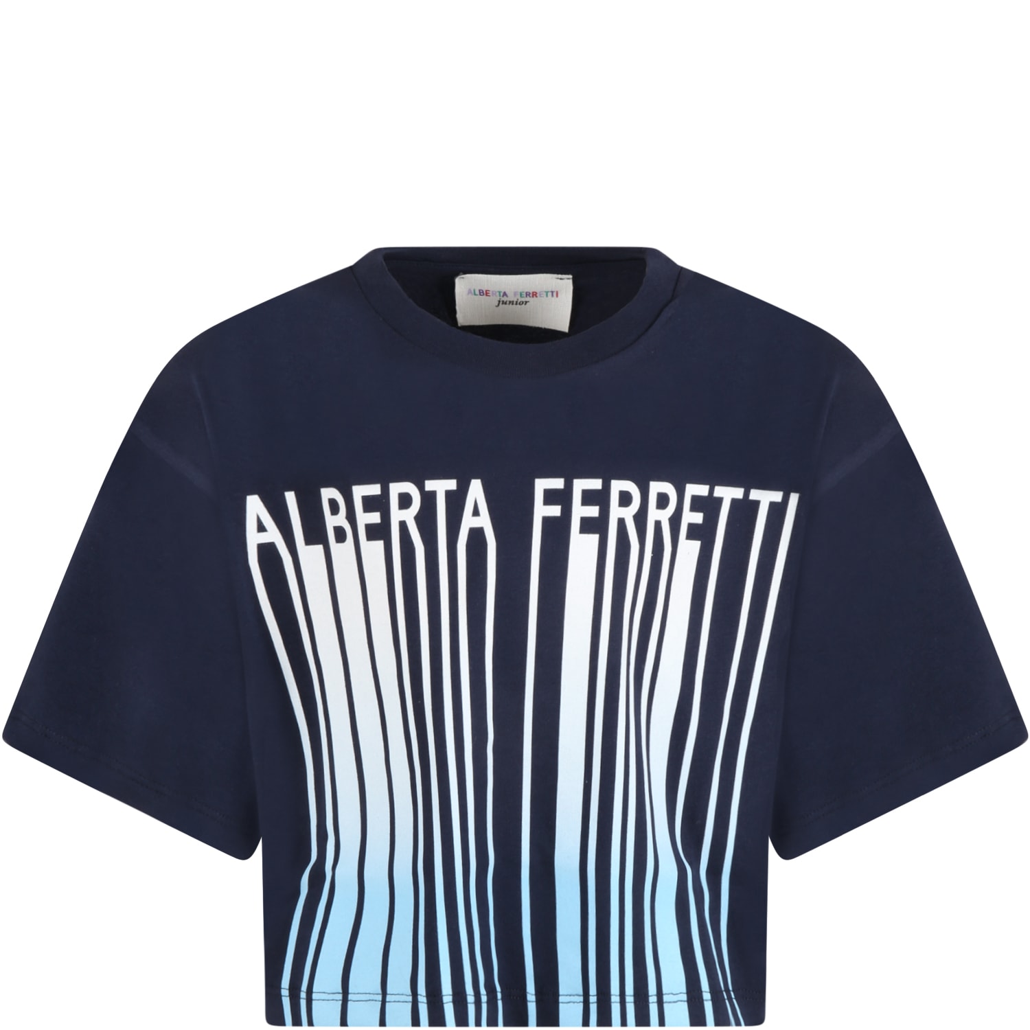 Alberta Ferretti Blue T-shirt For Girl With White Logo