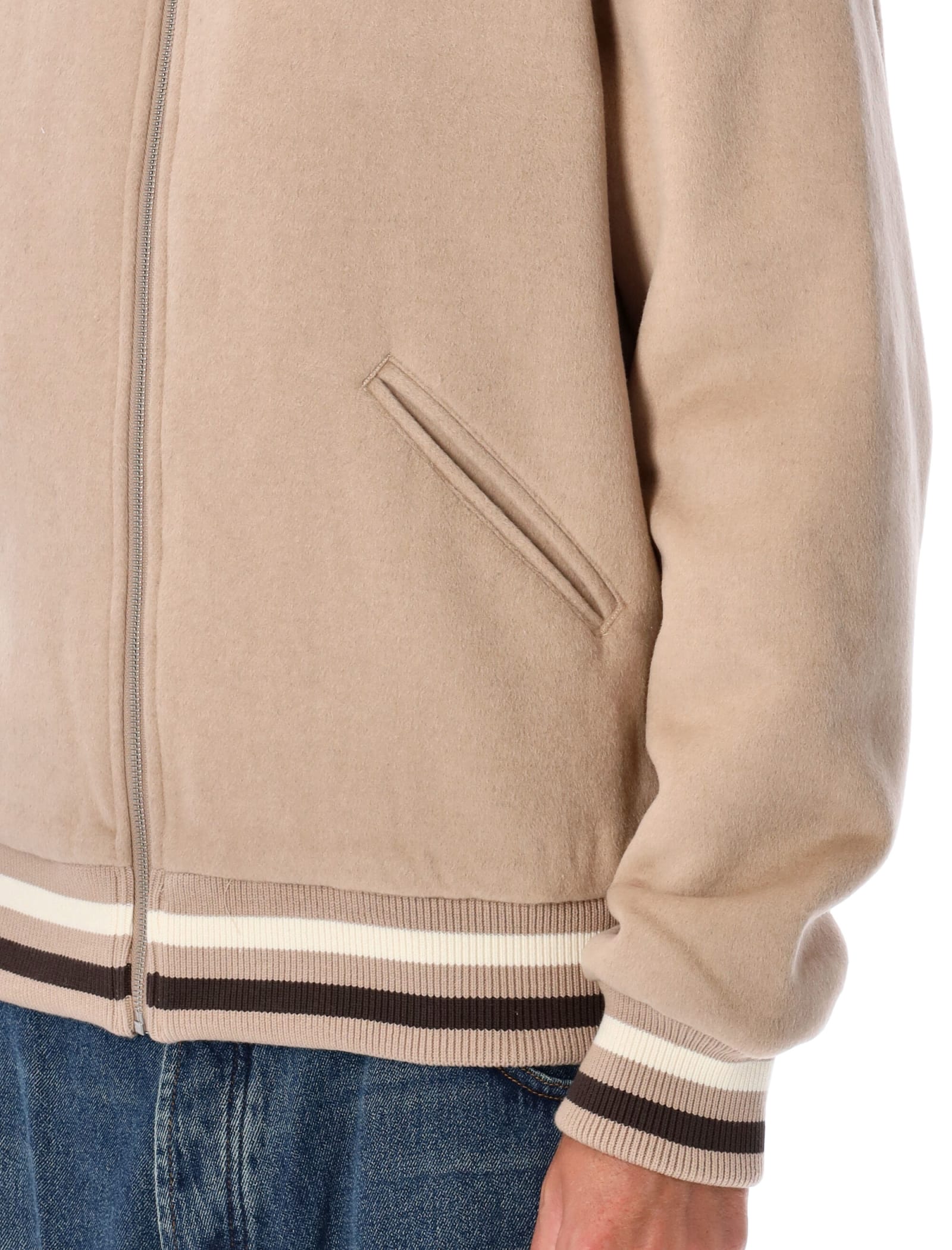 Shop Pop Trading Company Varsity Jacket In Beige