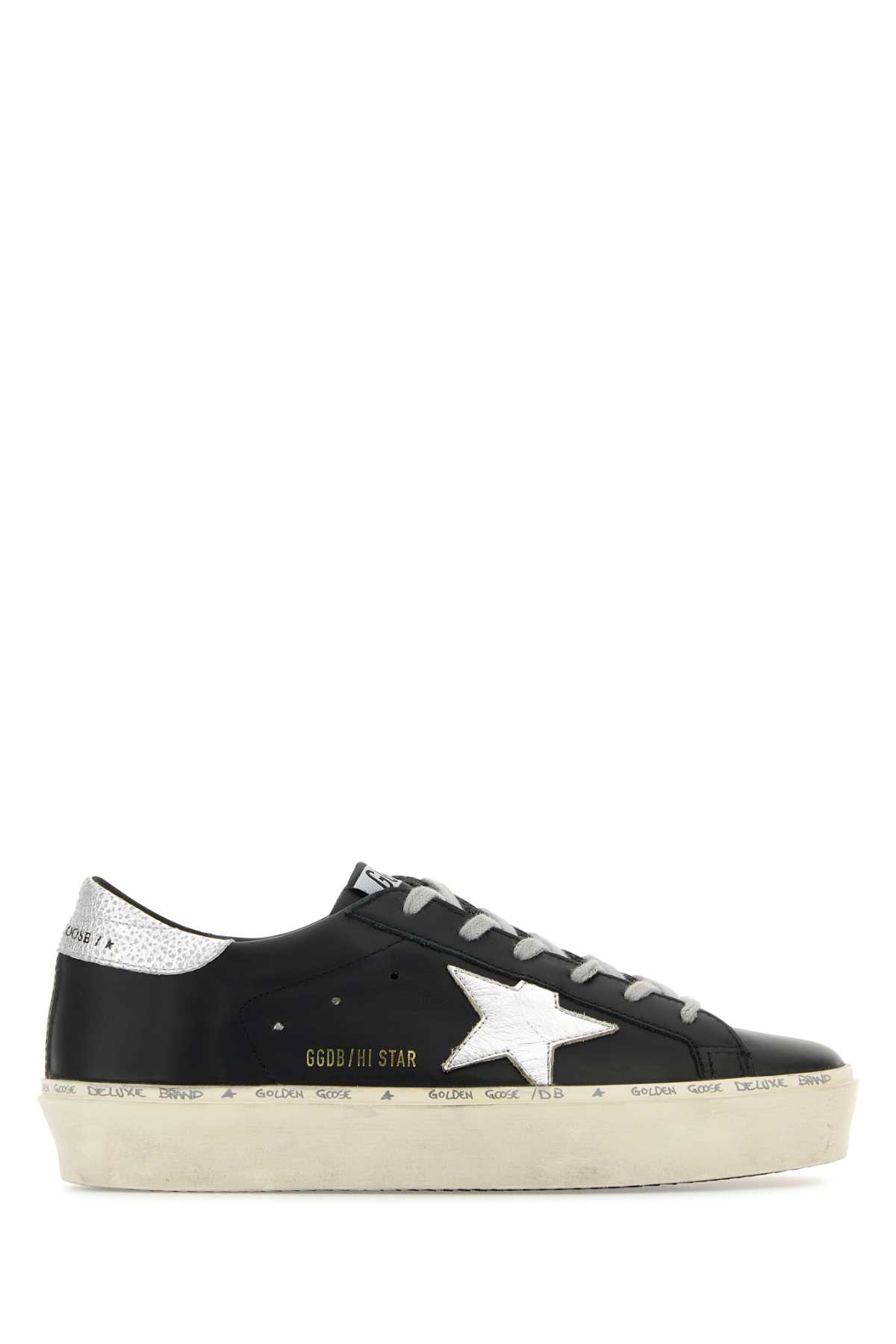 Shop Golden Goose Black Leather Hi Star Sneakers In Blacksilver
