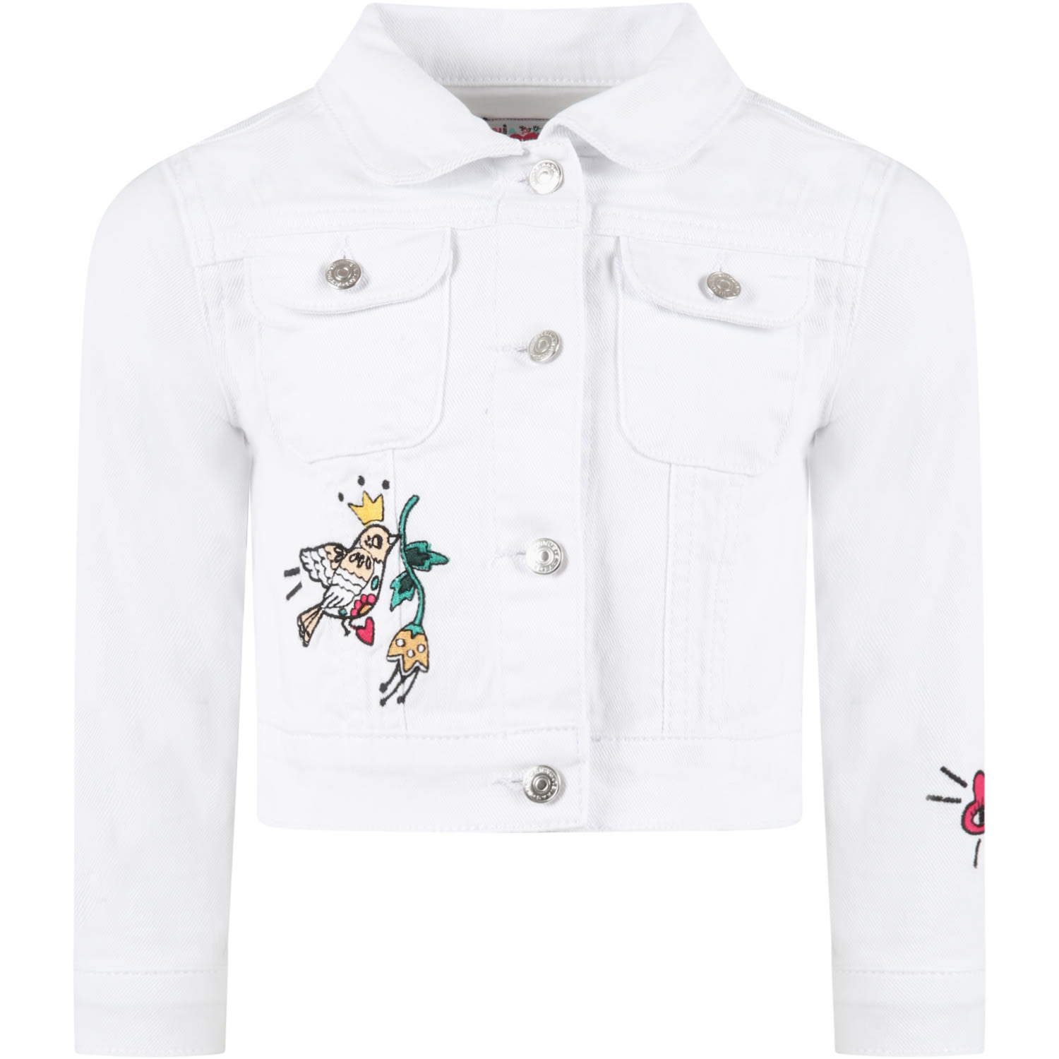Sonia Rykiel White Jacket For Girl With Patches