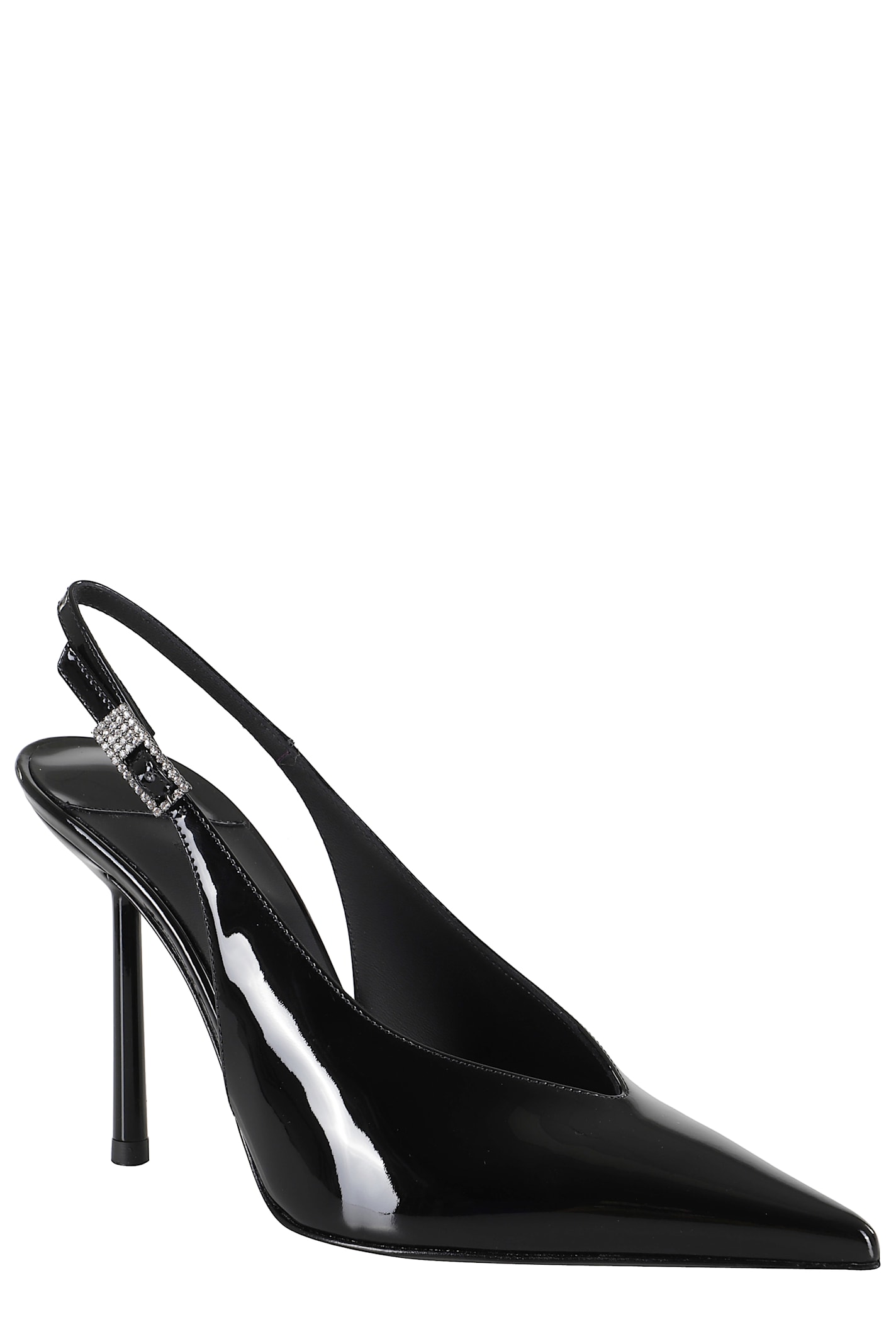 Le Silla 100mm Clivage Slingback Crystal-embellished Pumps In Black
