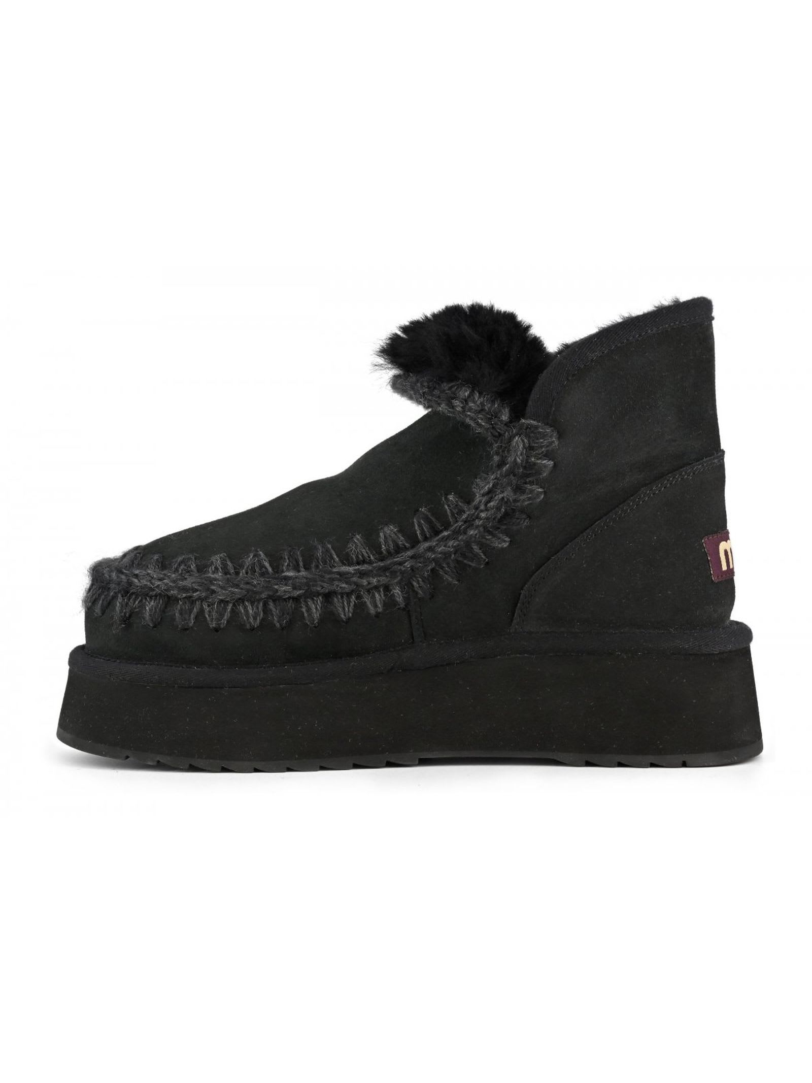 Shop Mou Mini Eskimo Platform Boot In Black Suede