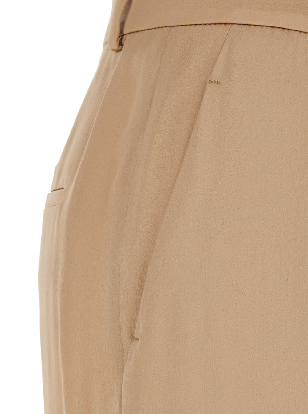 Alberta Ferretti Beige Pants With High Waist And Belt Loops In Pink