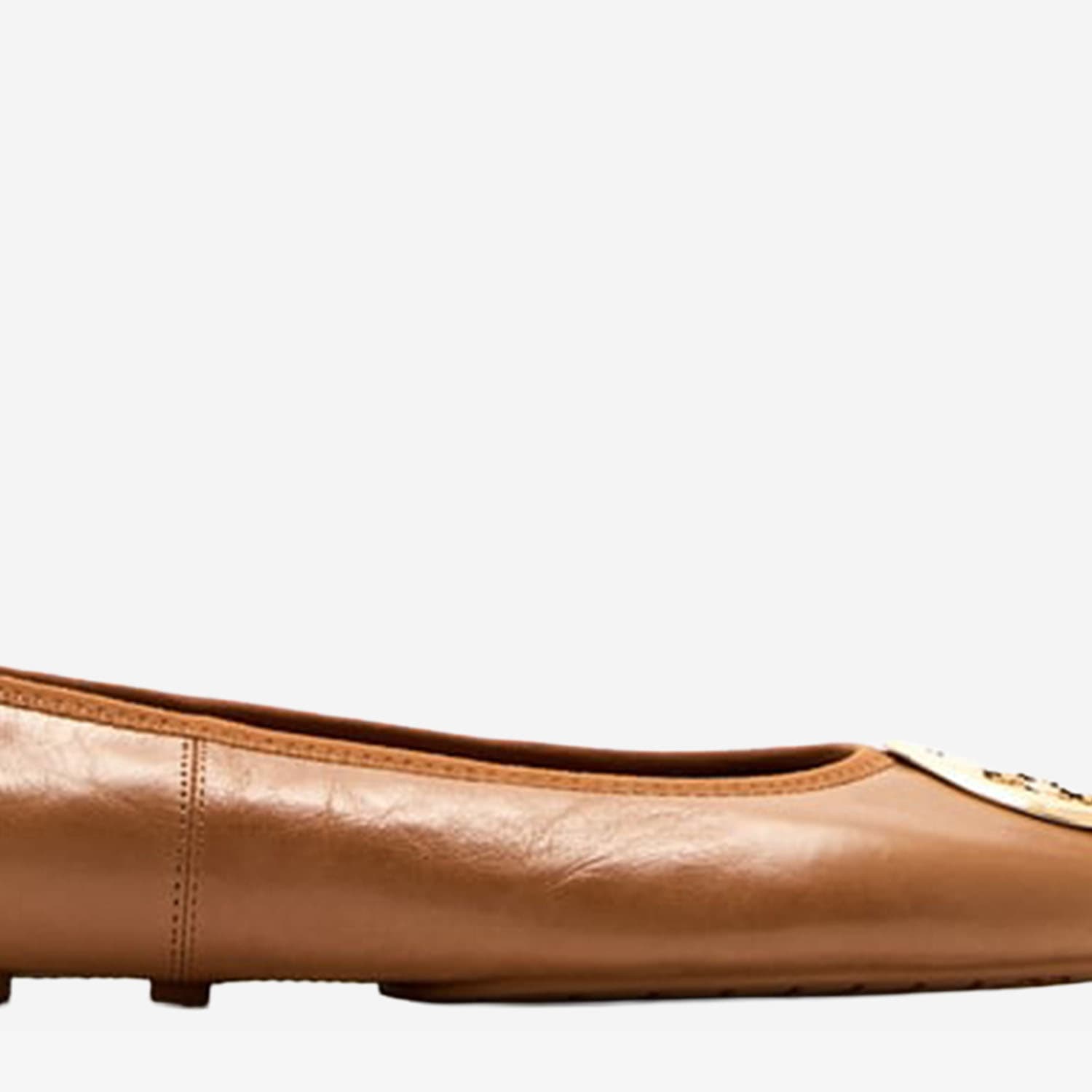 Tory Burch Reva Nappa Leather Ballerina Flats In Brown