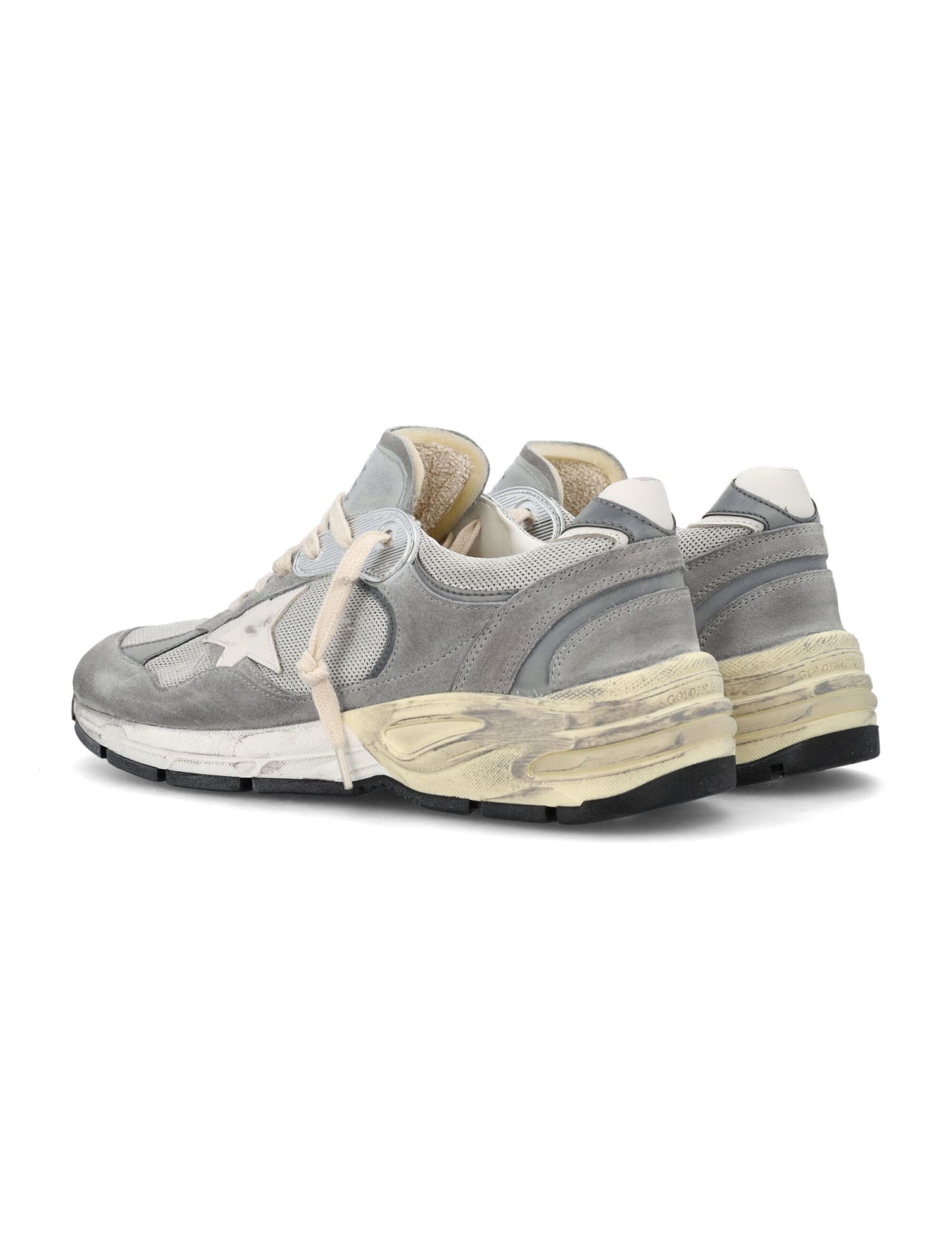 Golden Goose Dad-star Running Trainers In Grey/silver/white