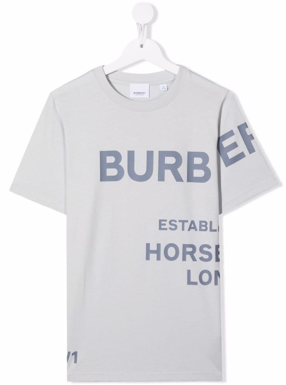 Shop Burberry Grey Cotton T-shirt With Logo Print